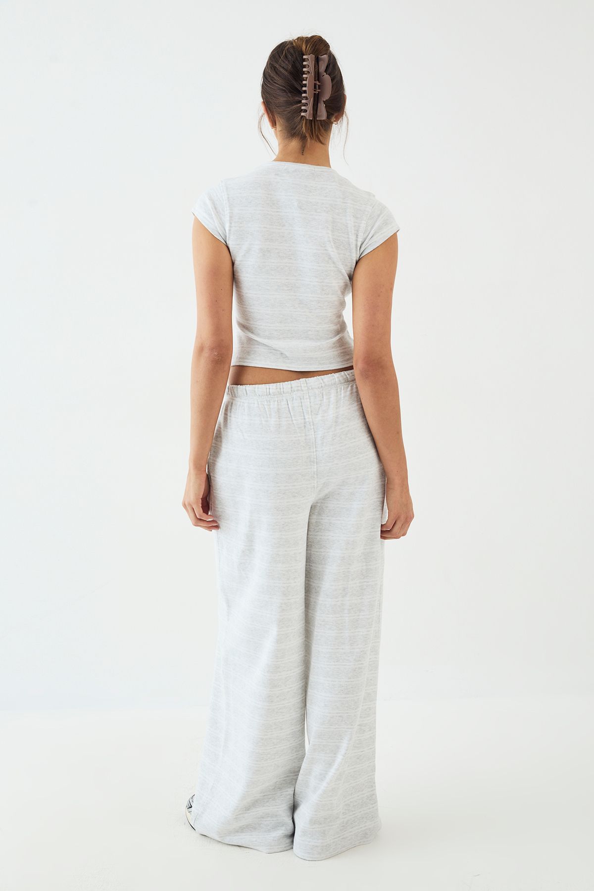 DSGN Studio DSGN Studio Stripe Wide Leg Trouser Ash Grey image 2