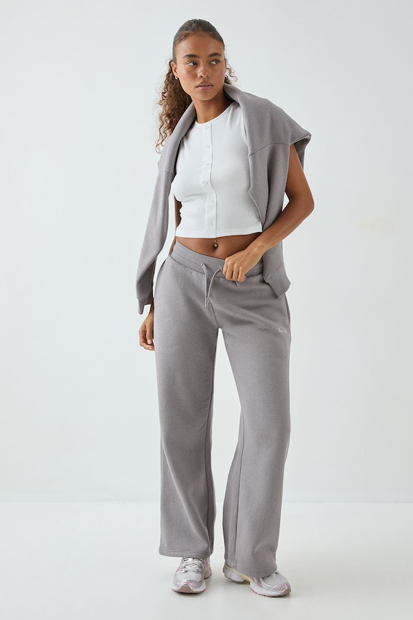 DSGN Studio DSGN Studio Square Script Embroidered Rib Fitted Button Through Sleeveless Top White