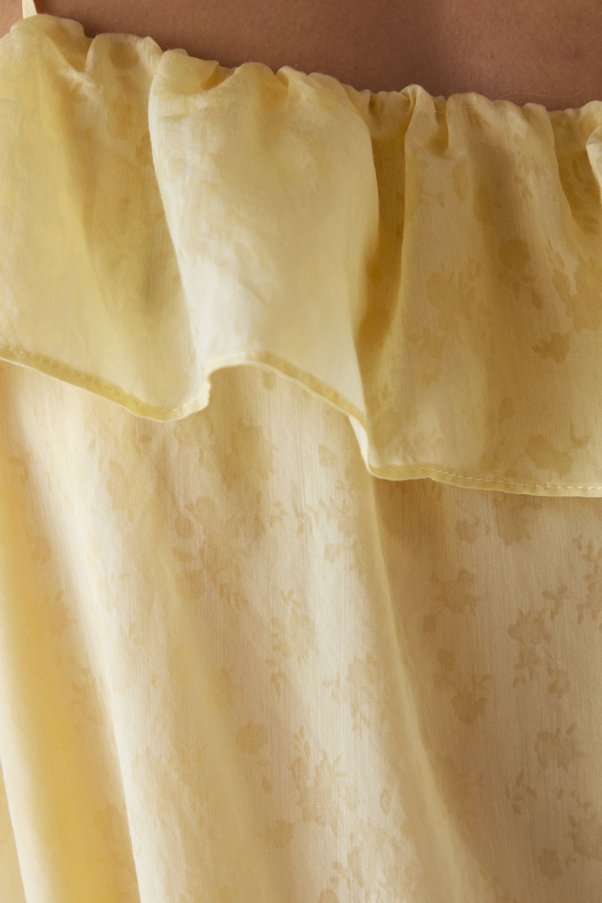 Warehouse Petite Rose Organza Strappy Frill Midi Sundress Yellow image 5
