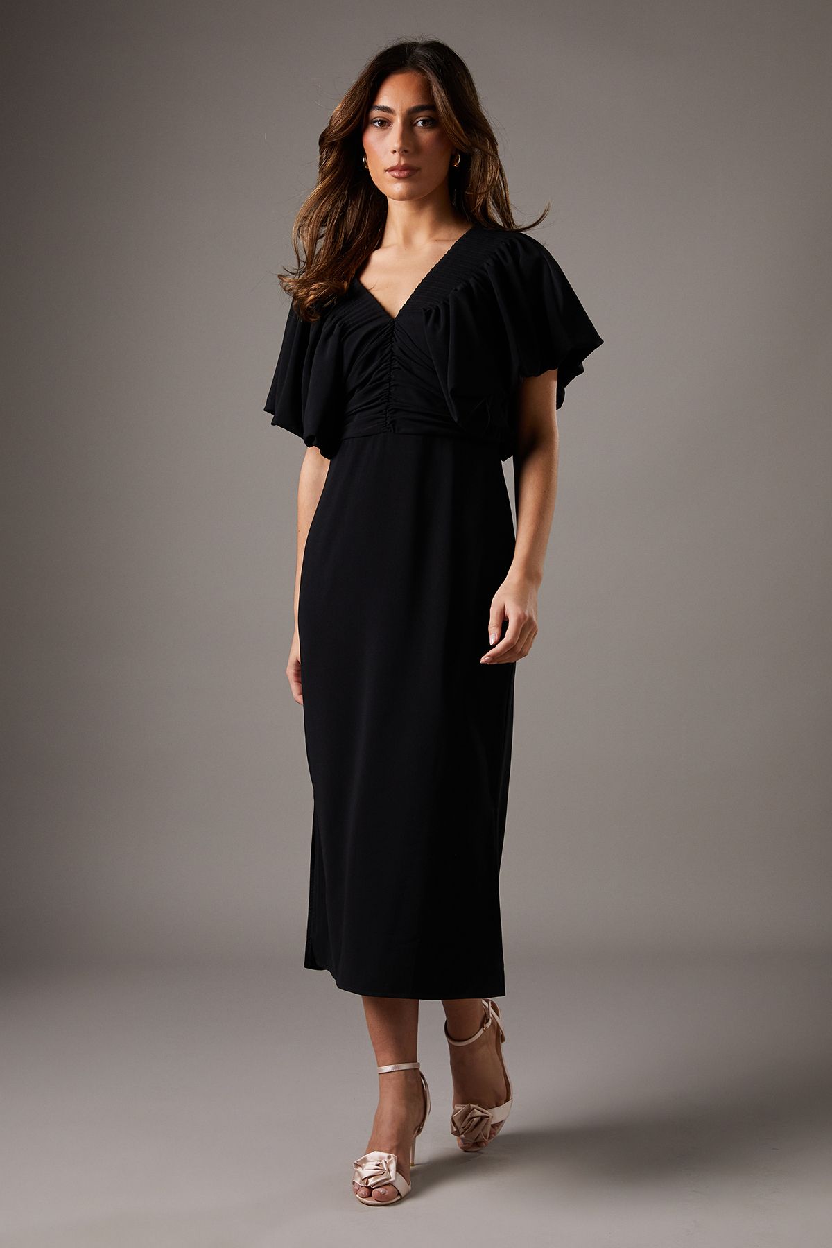 Coast Puff Sleeve Midi Dress Black image 1