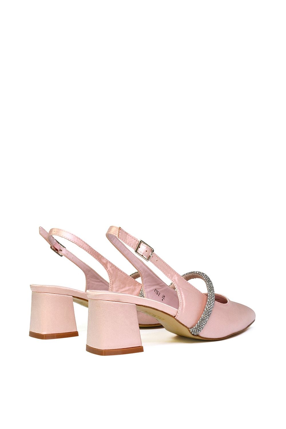 XY London 'Sandie' Sling Back Strappy Pointed Toe Diamante Mid Block Heels image 3