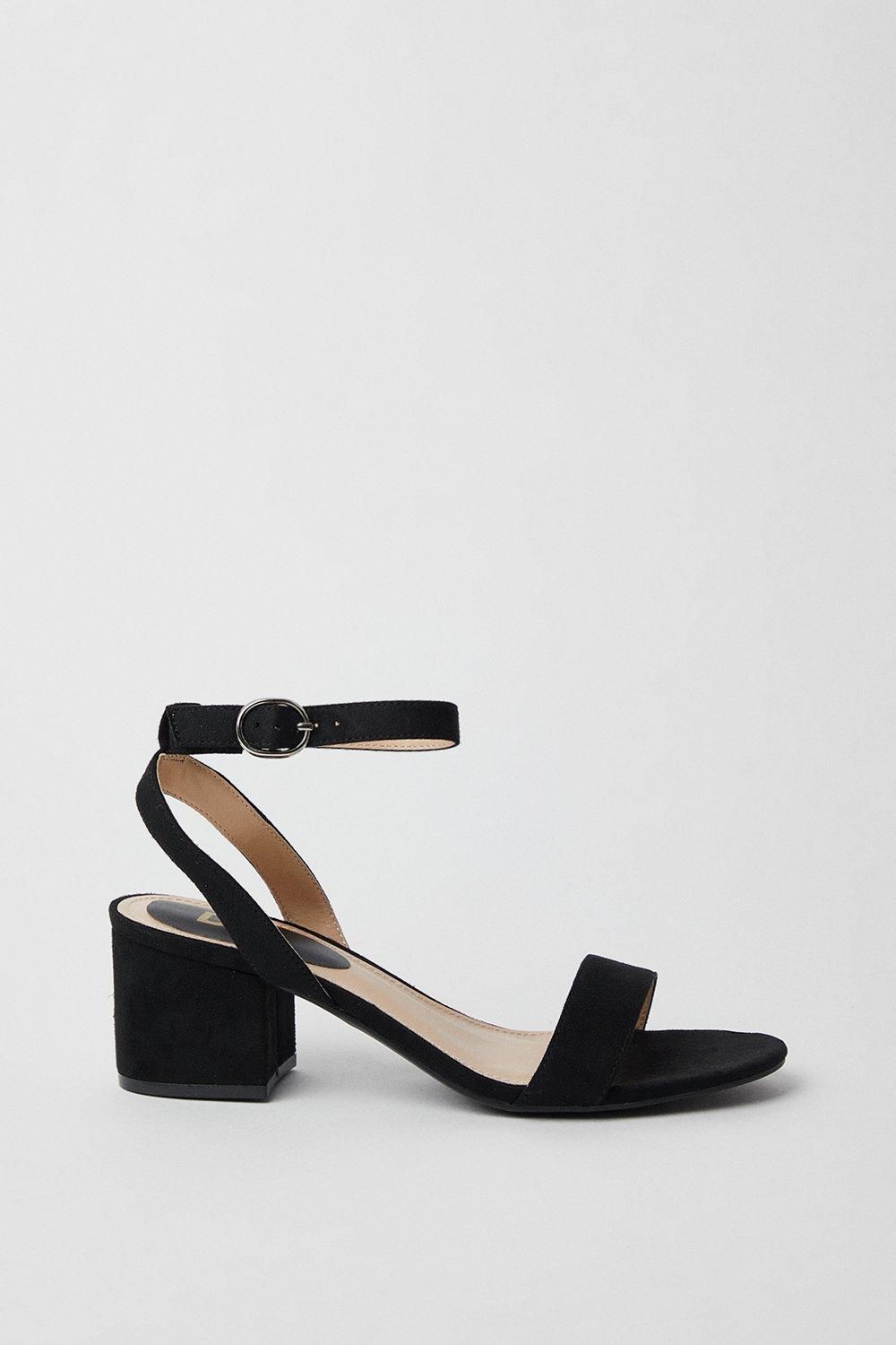 Dorothy Perkins Wide Fit Tommi Barely There Mid Block Heel Sandals Natural Black image 2