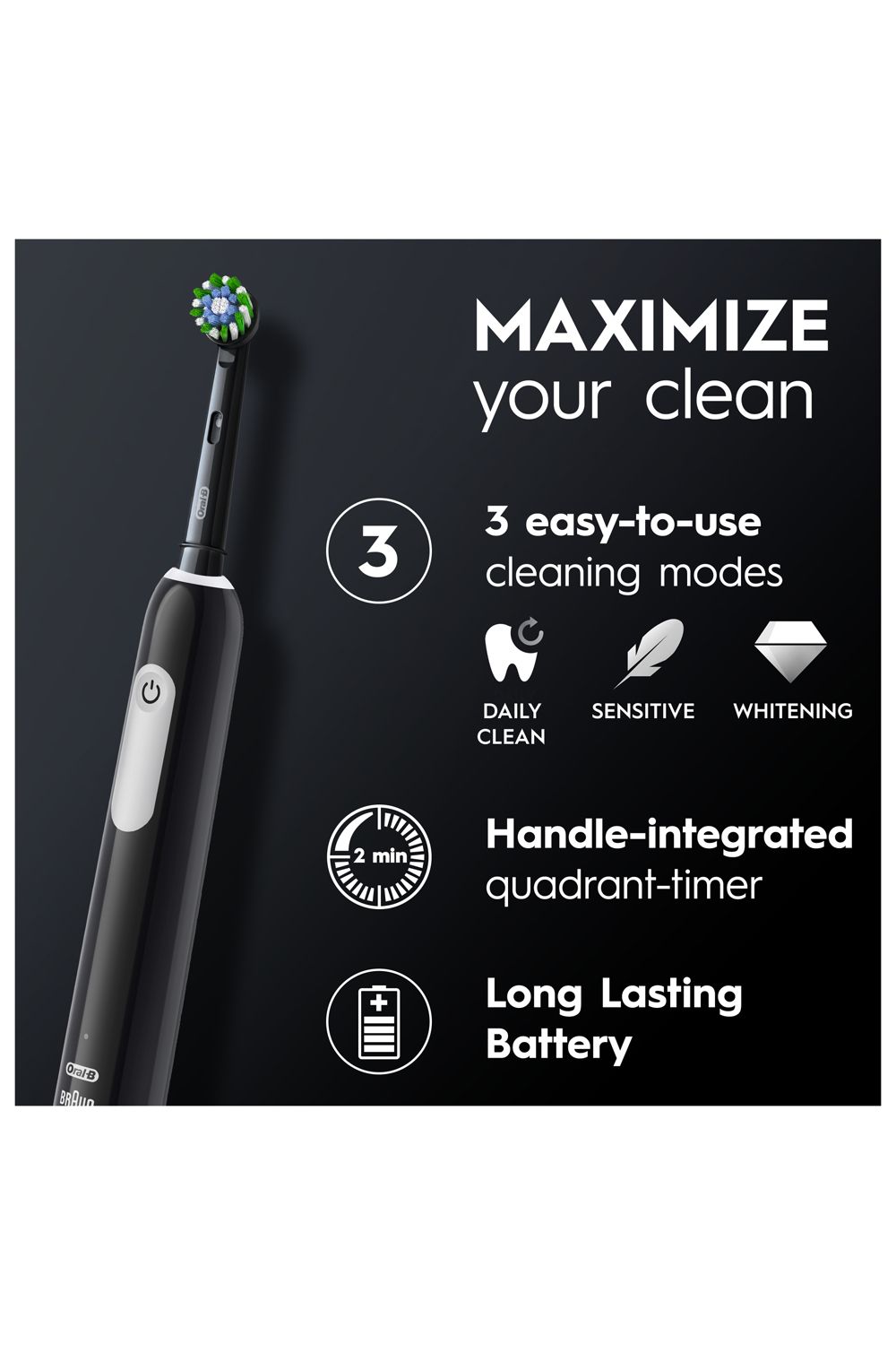 Oral B Pro Series 1 Black & Pink Duo Toothbrushes Multi image 6