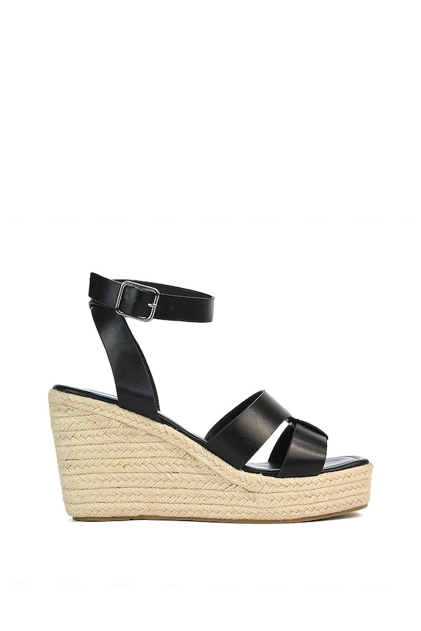 XY London 'Kala' Espadrille Strappy Platform Wedge Heel Sandals With Ankle Strap