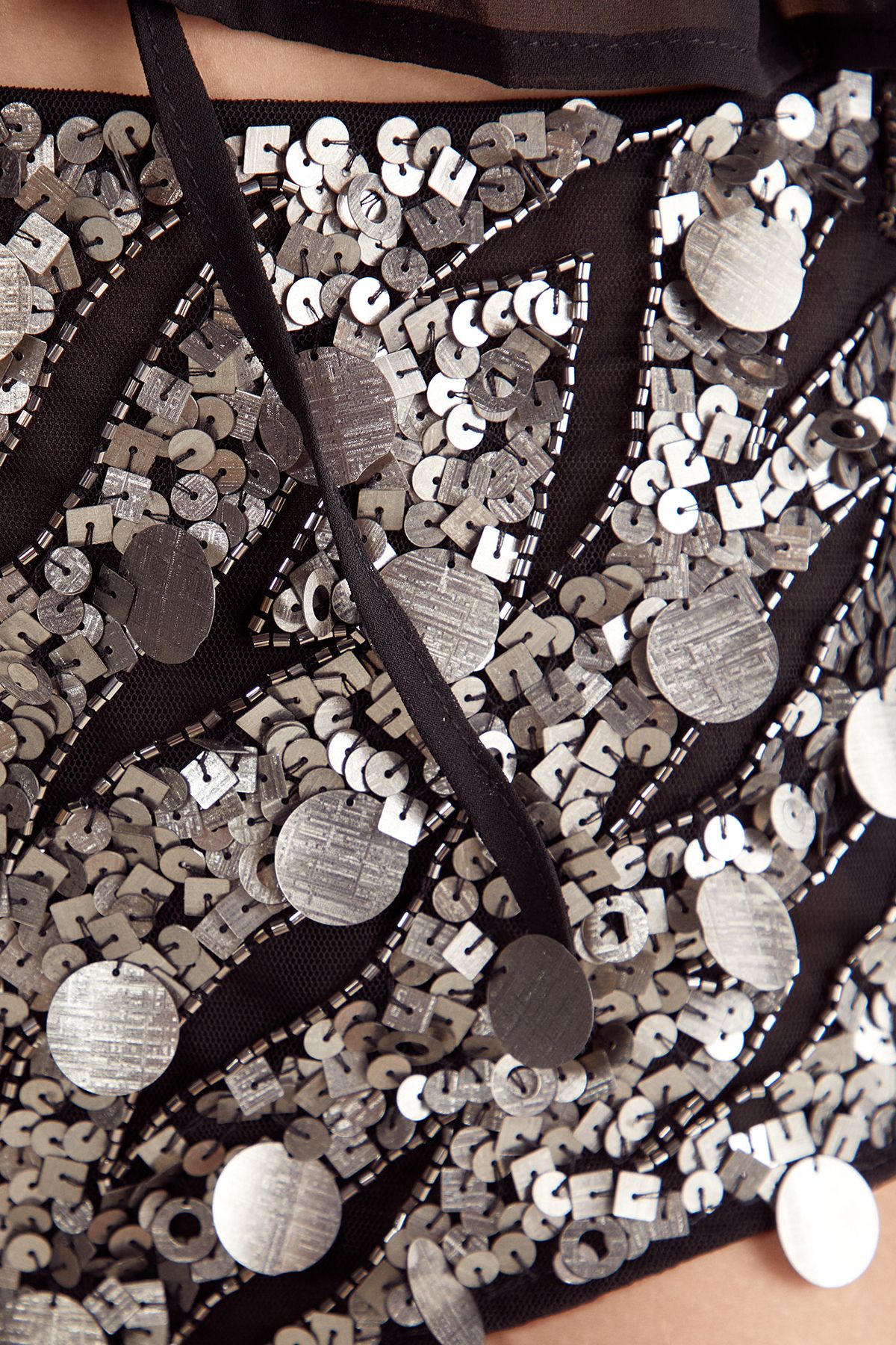 NastyGal Hand Embellished Zebra Mixed Disc Sequin Booty Short Black image 3