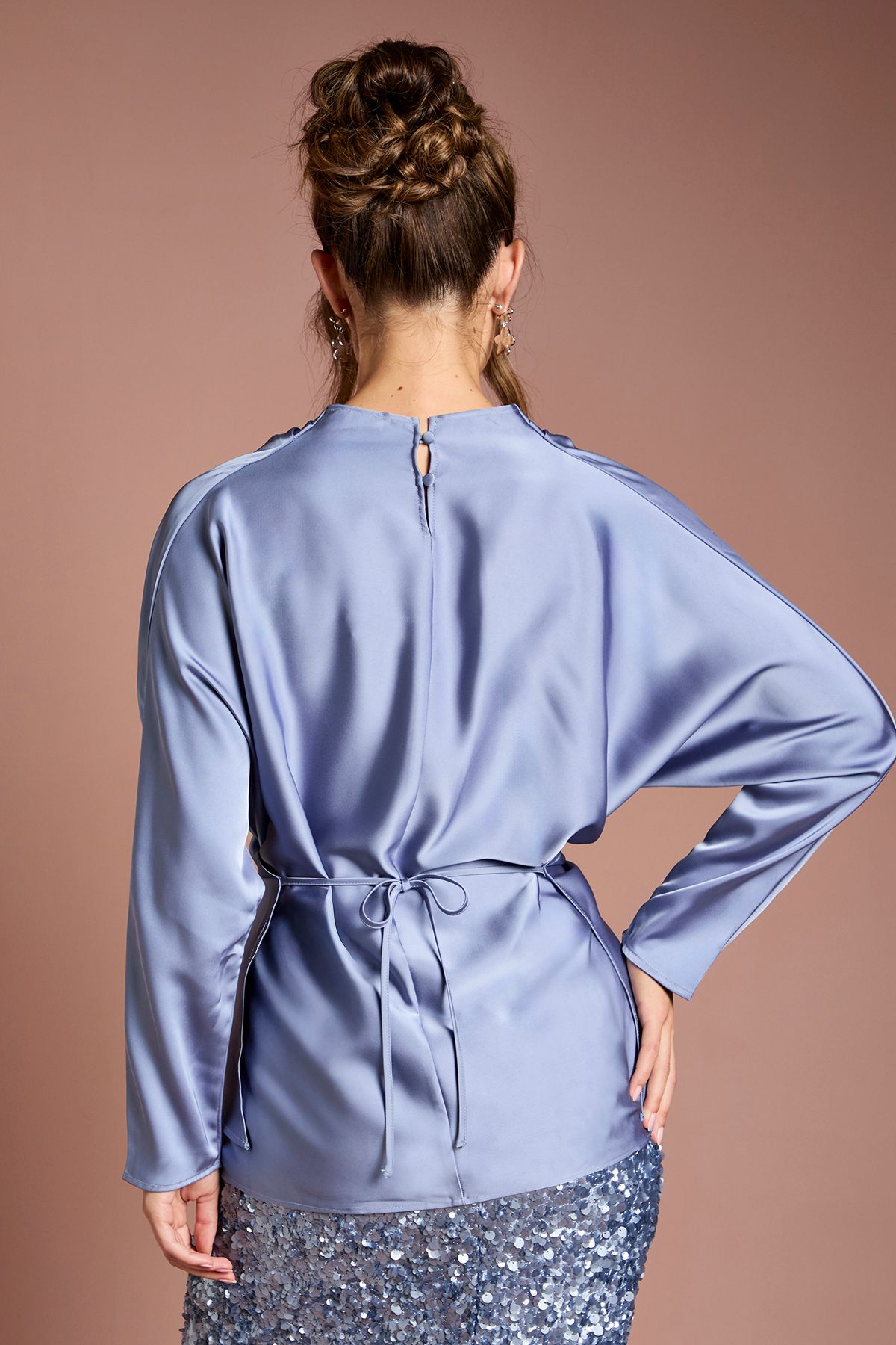 Coast Cowl Neck Long Sleeve Blouse Blue image 4