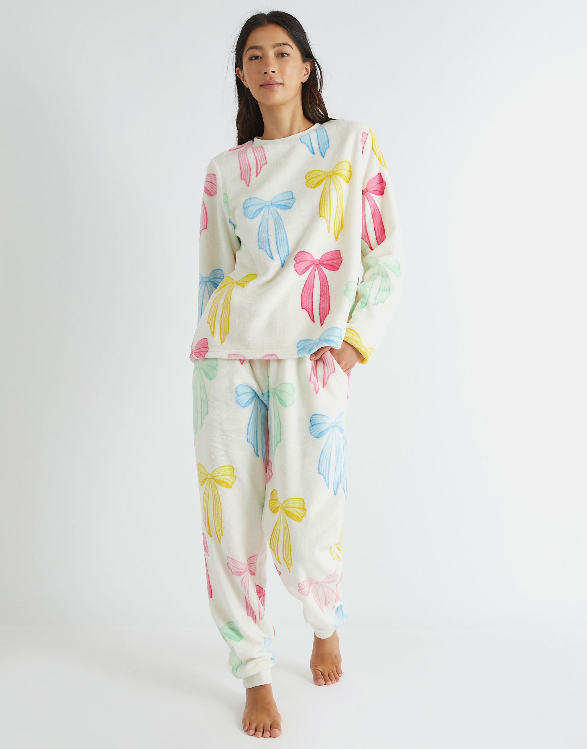 SKINNYDIP Multicolour Bow Twosie Fleece Pyjama Set image 4