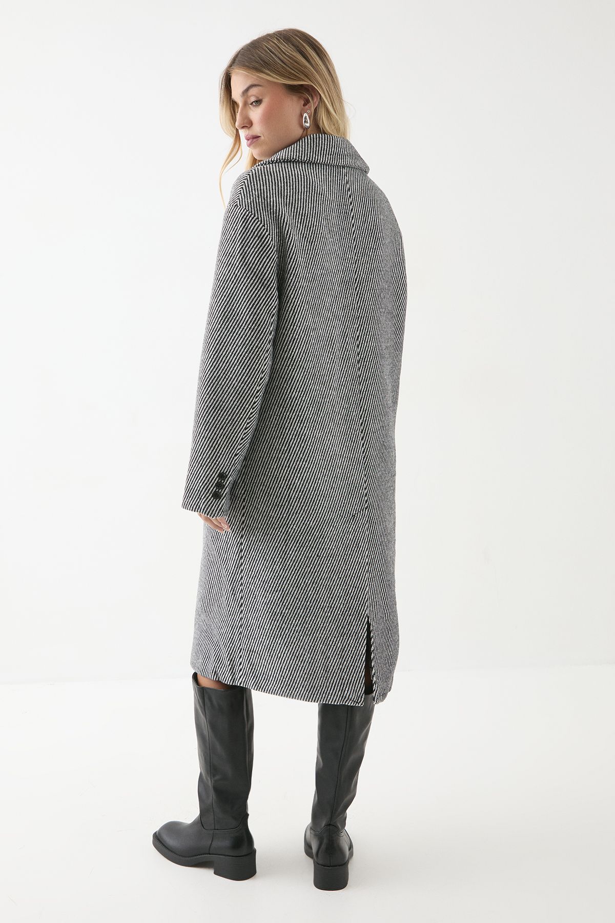 MissPap Wool Look Textured Coat Grey image 3