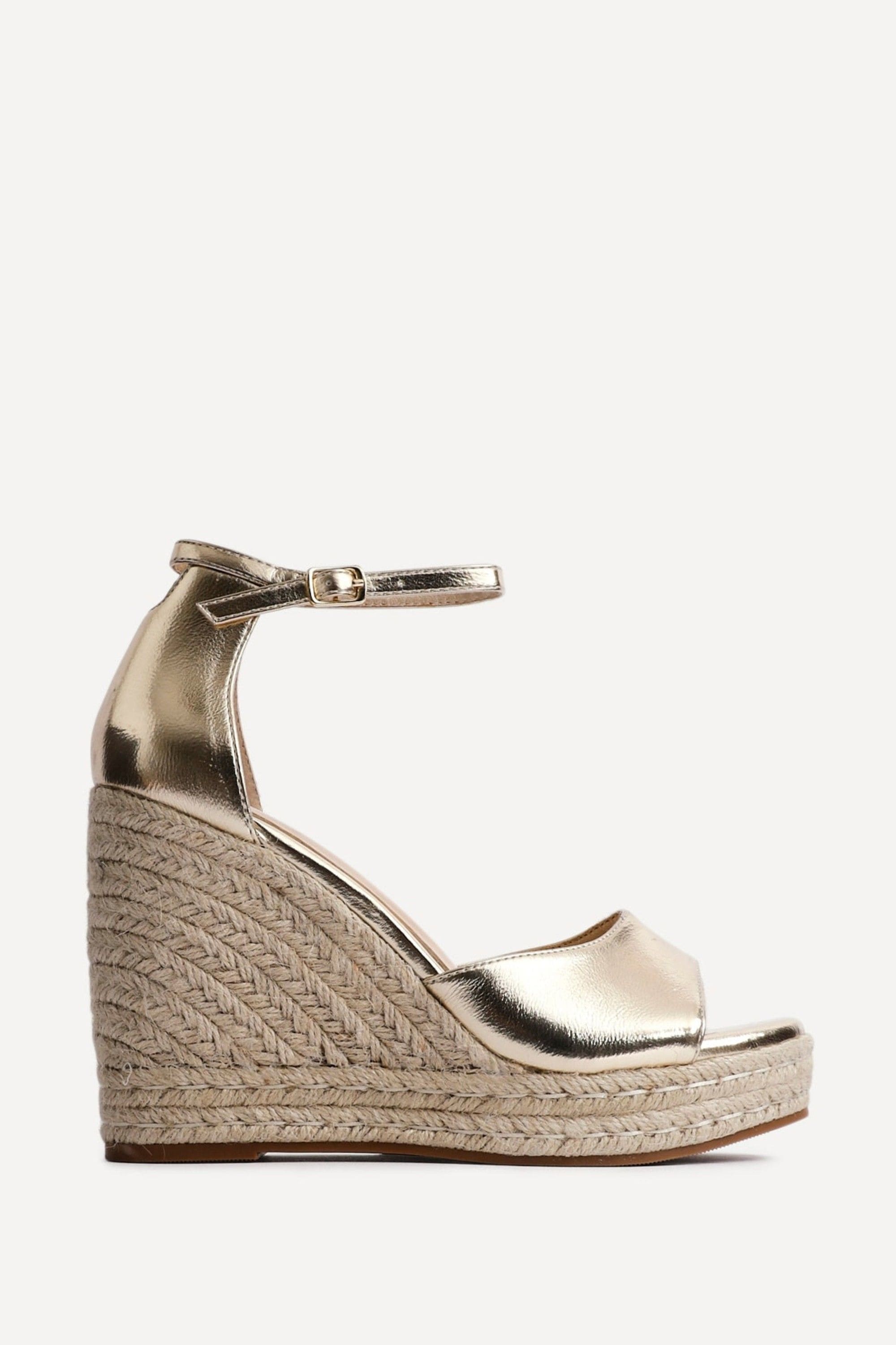 Linzi Gracio Gold Faux Leather Rope Platform Wedge image 1
