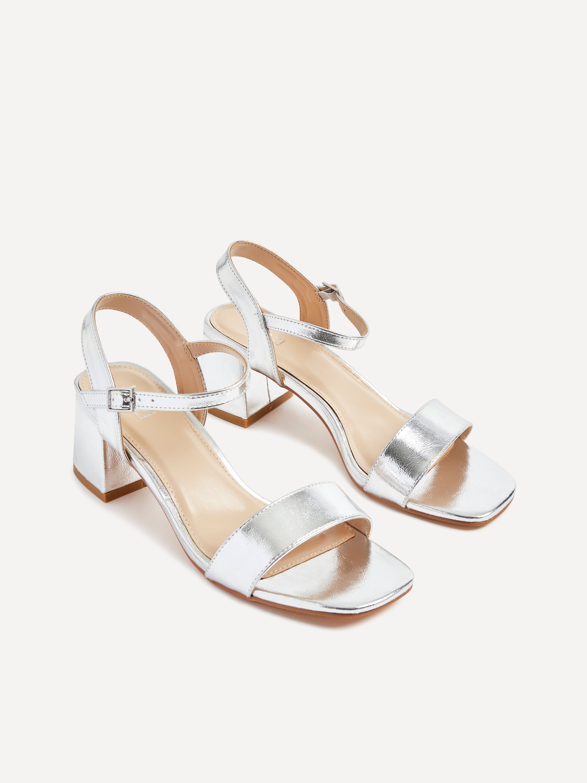 Linzi Darcie Silver Faux Leather Low Chunky Block Heeled Sandal image 4