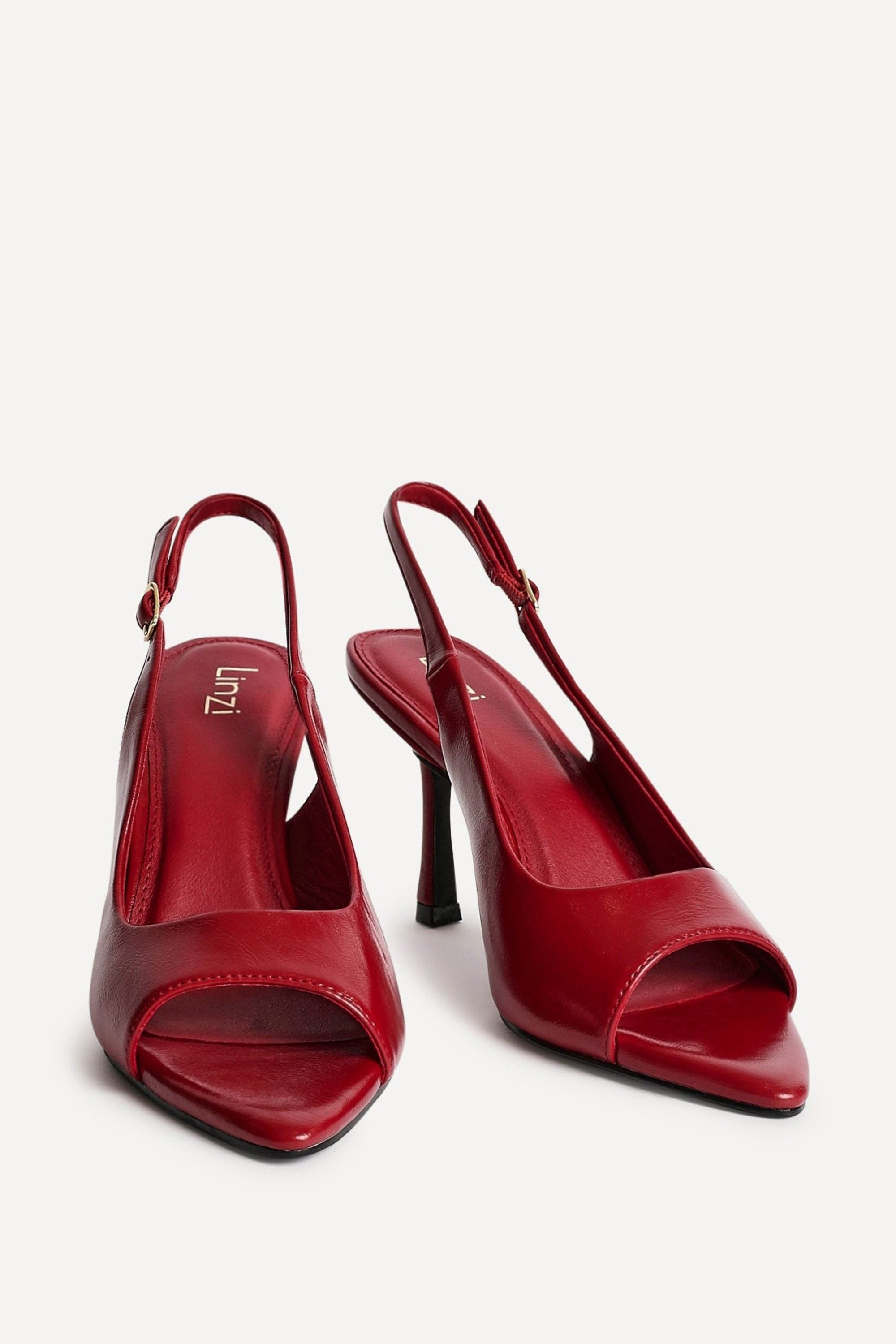 Linzi Tokyo Red Faux Leather Peep Toe Heels image 3