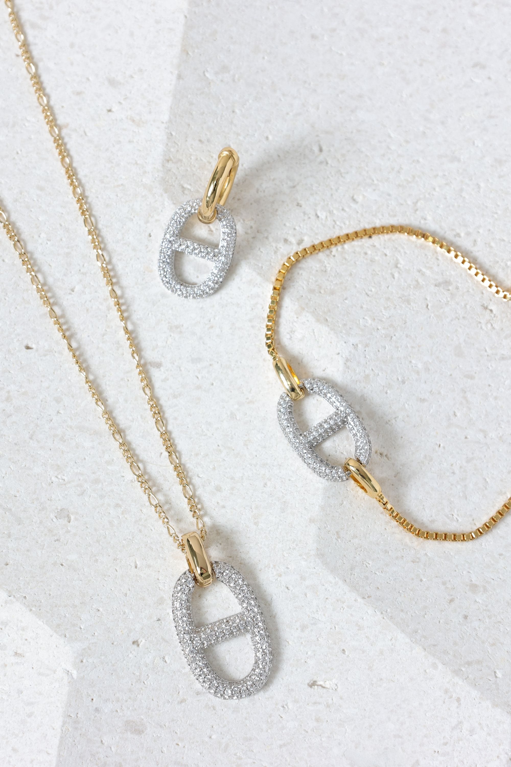 Jon Richard 18K Gold Plated Two Tone Pave Link Necklace image 3