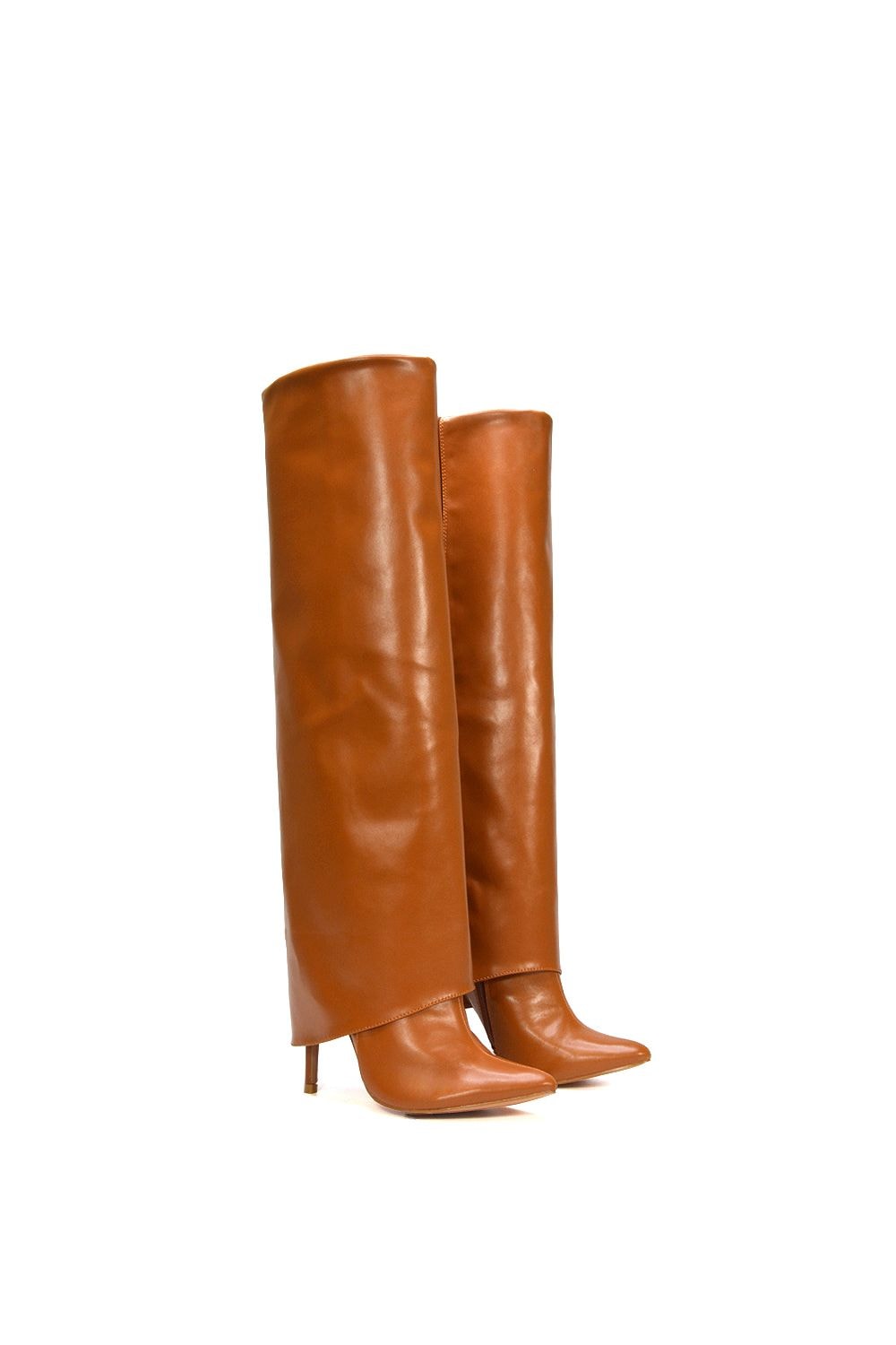 XY London 'Shauna' Knee High Fold Over Boots With Stiletto High Heel image 6