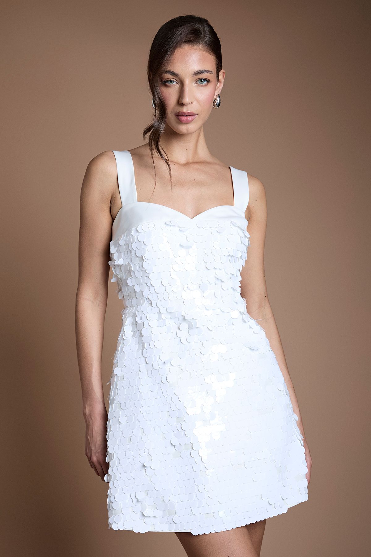 Coast Disc Sequin Bridal Mini Dress Ivory
