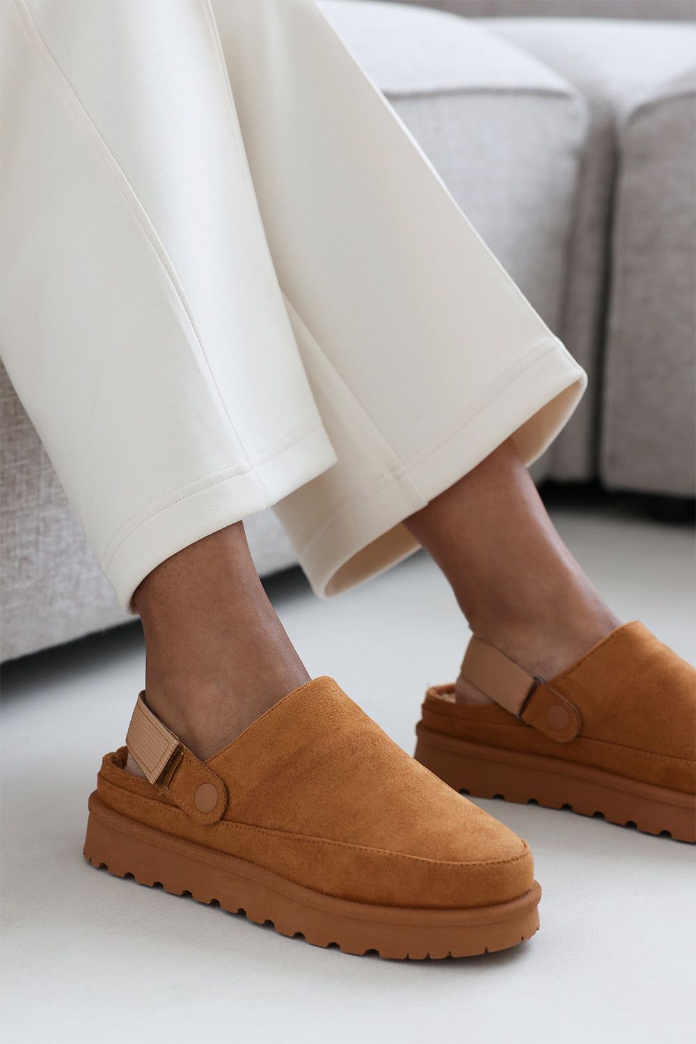 Where's That From 'Umber' Cosy Adjustable Sling Back Faux-Suede Slippers image 6