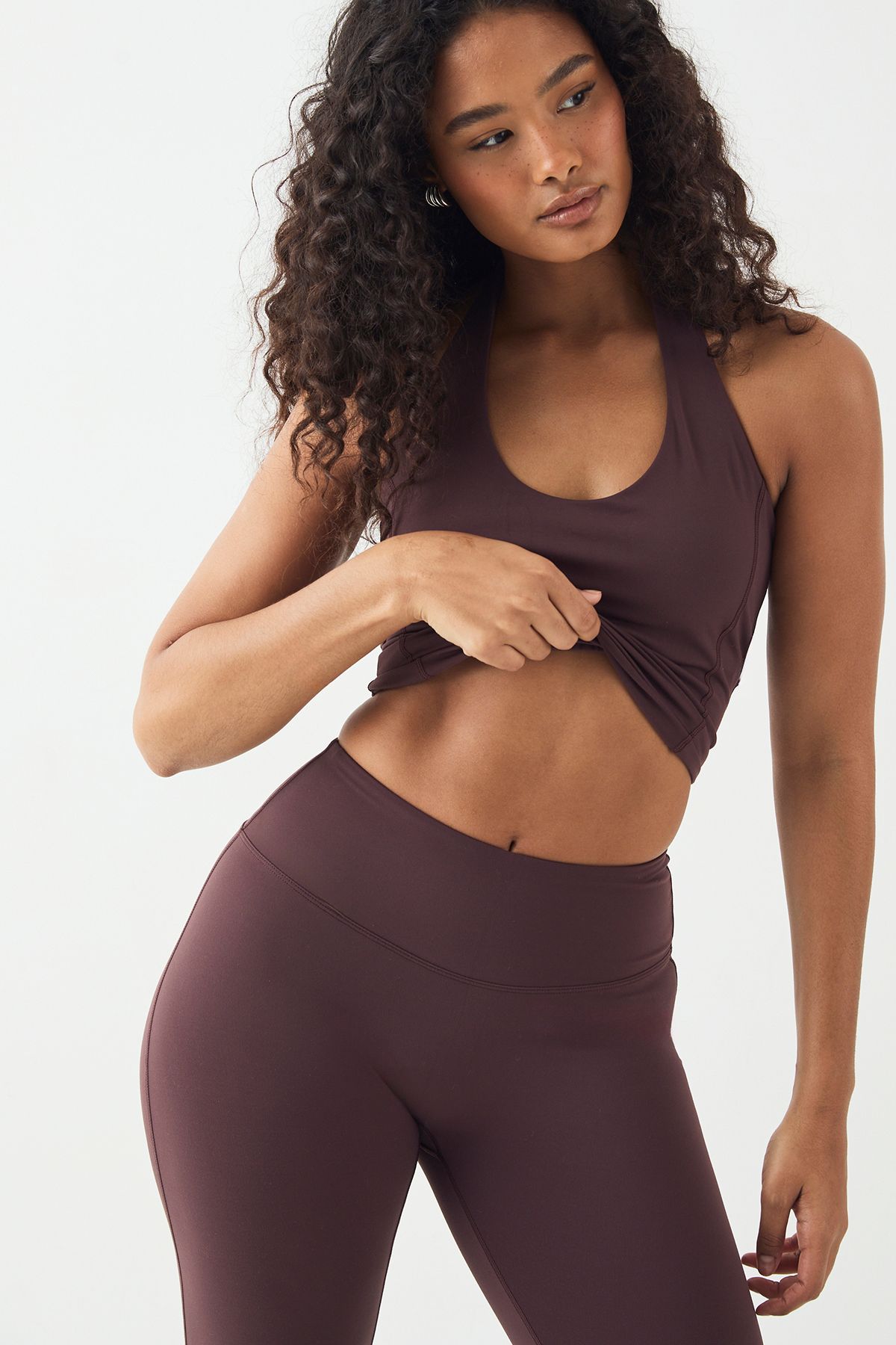 DSGN Studio DSGN Studio Petite High Waist Ultra Sculpt Yoga Flared Legging Chocolate image 3