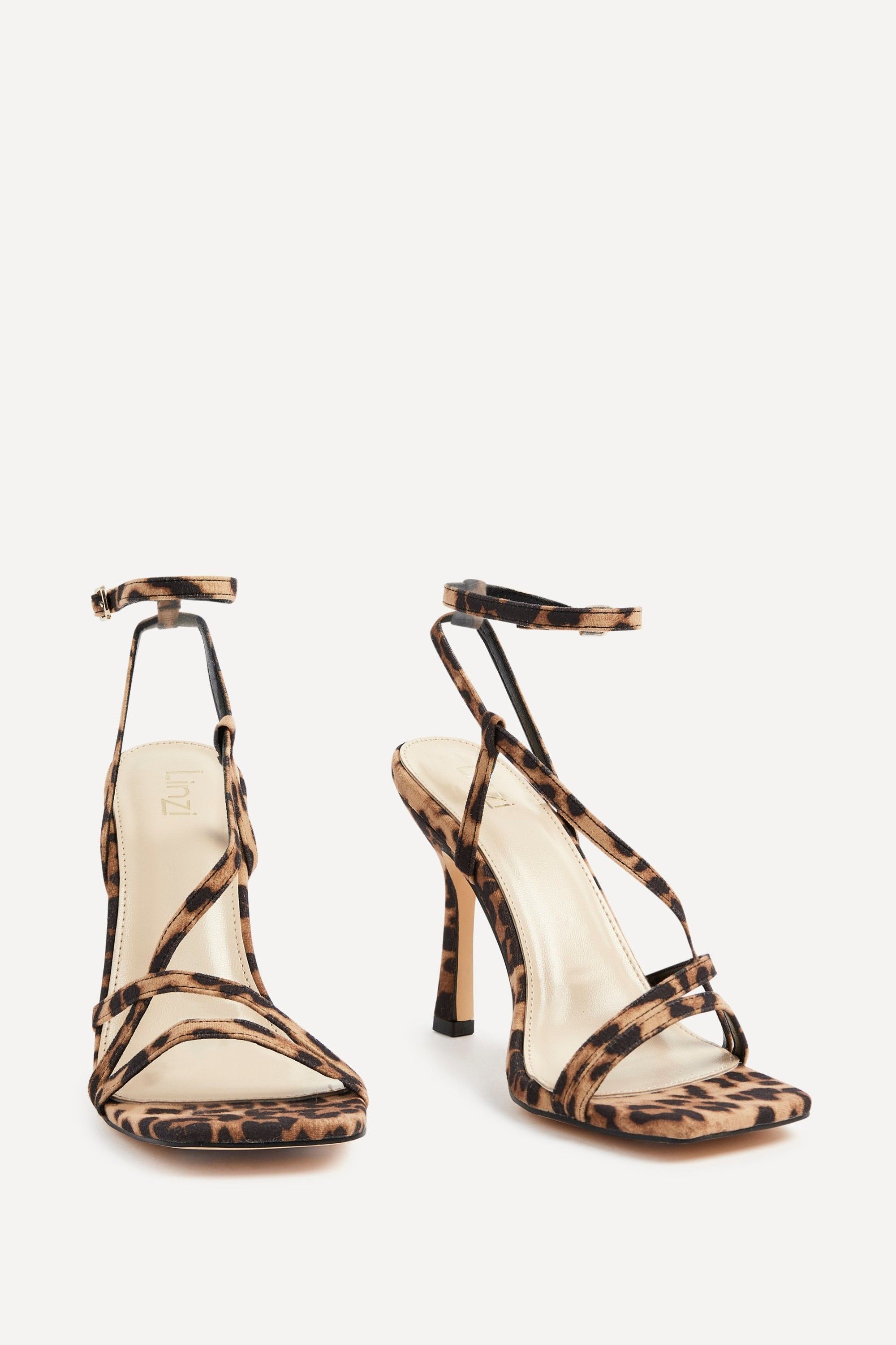 Linzi Savannah Leopard Print Faux Suede Strappy Stiletto High Heel image 3