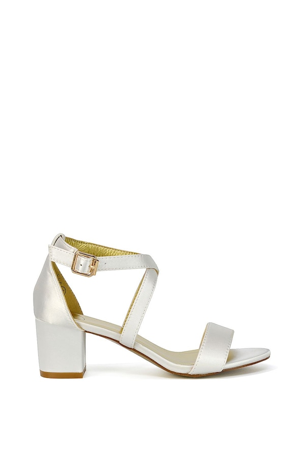 XY London 'Jordyn' Cross Over Buckle Strap Chunky Low Block Heels