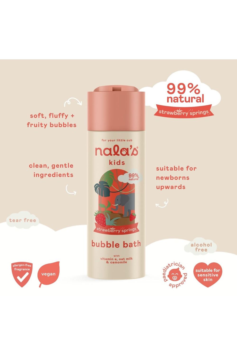 Nala's Baby Nala's Kids Bubble Bath Strawberry Springs 200ml Multi image 2
