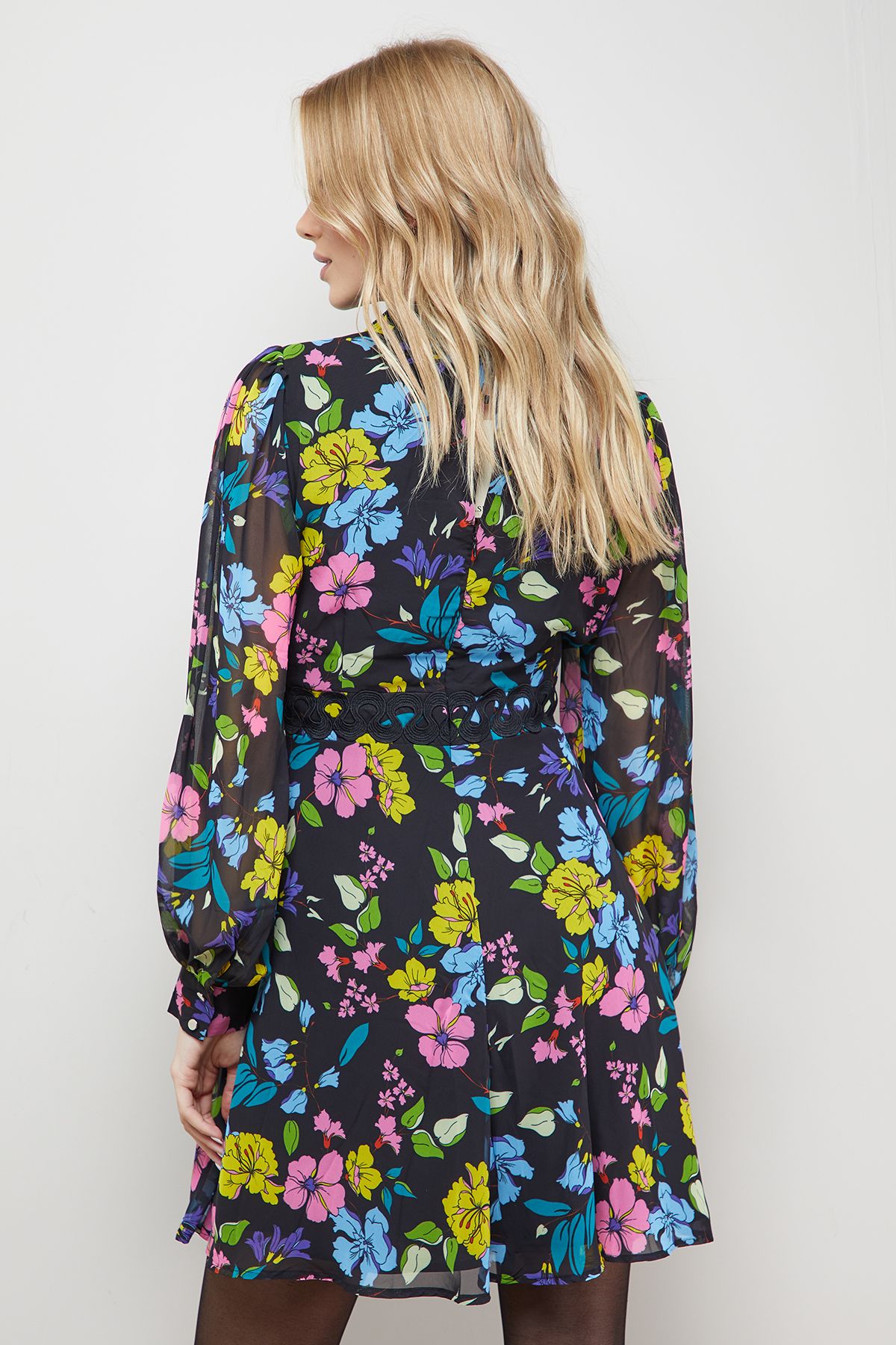 Oasis Point Collar Retro Mini Dress Multi image 3