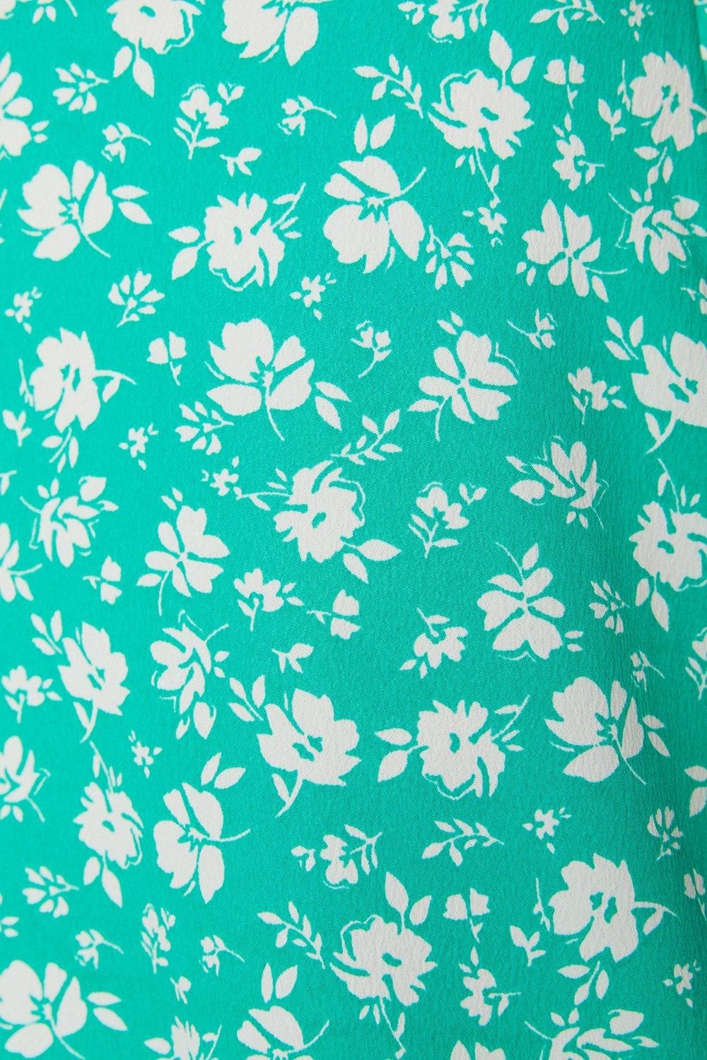 Dorothy Perkins Petite Green Floral Frill Hem Mini Dress Green image 5