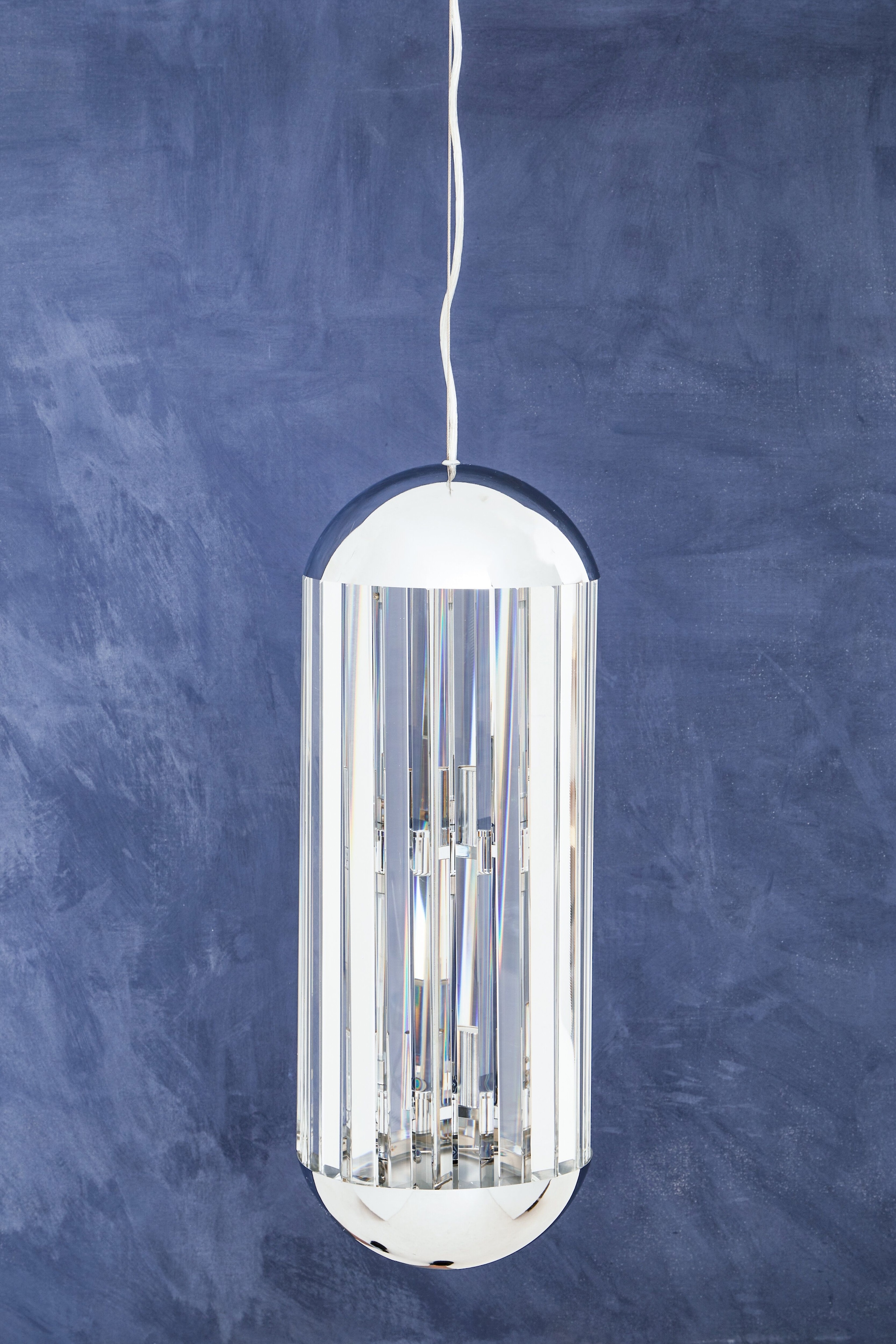 Orsina 6 Bulb Small Pendant Light, Chrome Finish Contemporary Lighting Fixture, Capsule-Shaped Crystal Panel Light image 3