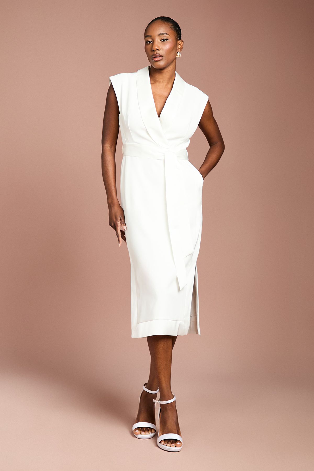Coast Tux Satin Dress Ivory image 1