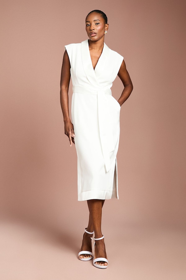 Coast Tux Satin Dress Ivory