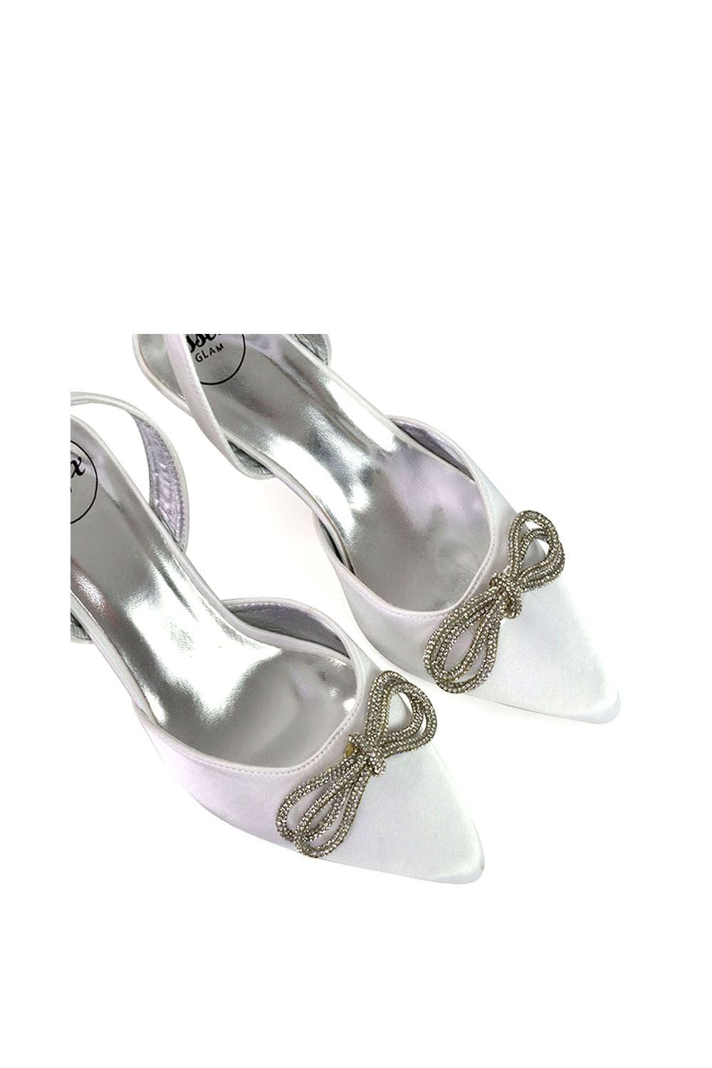 XY London 'Marinah' Slingback Diamante Bow Low Heel Court Shoes image 4