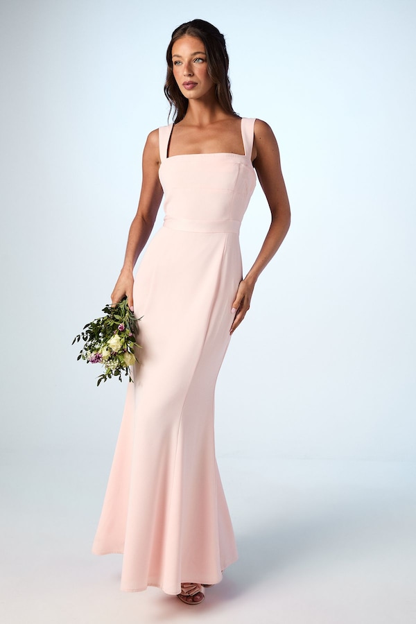 Coast Strappy Satin Bridesmaid Dress With Tie Back Detail Blush