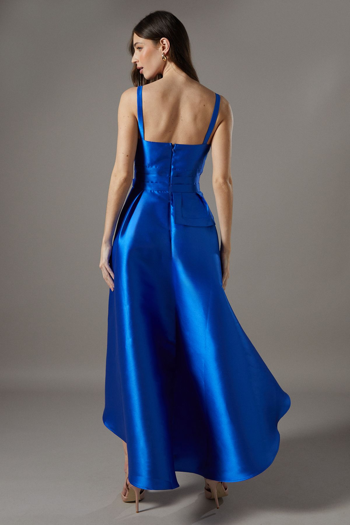 Coast Satin Twill Ruffle Detail Midi Dress Cobalt image 3