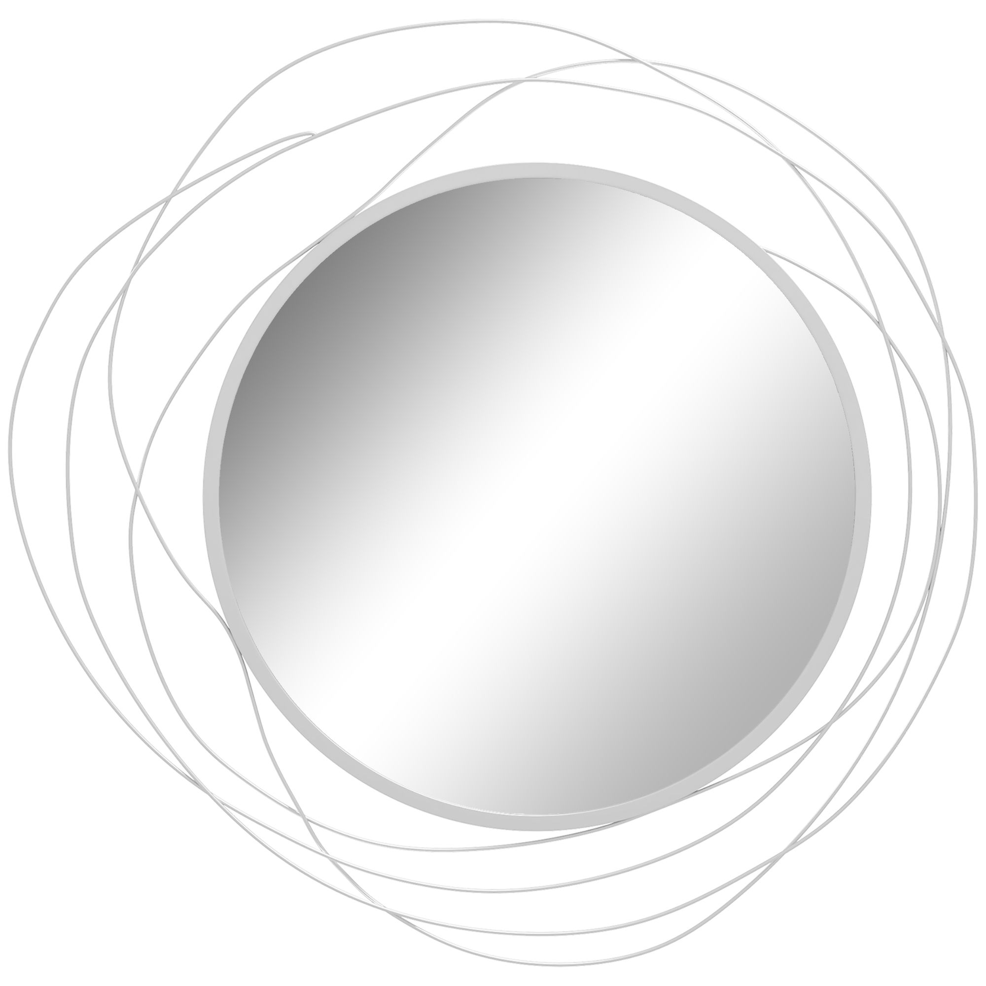 HOMCOM Modern 65cm Round Wall Mirror Decoration Metal Wall Art for Bedroom image 2