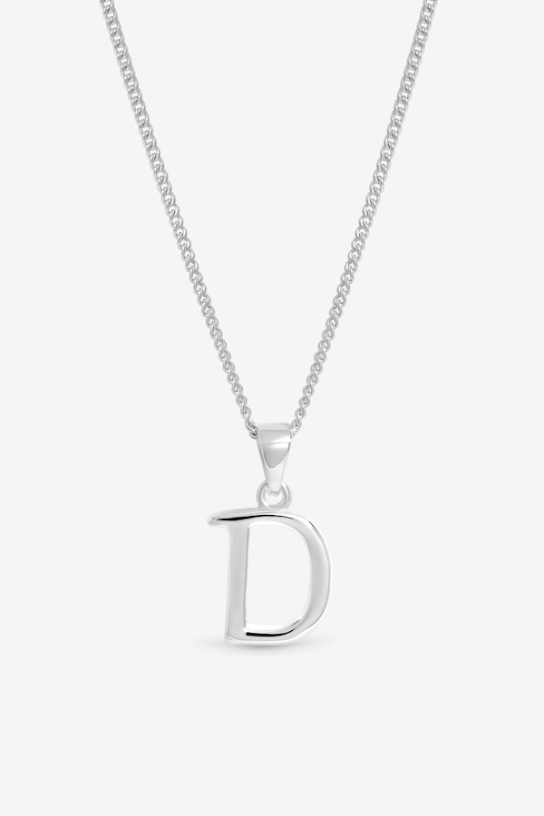 Simply Silver Sterling Silver 925 Initial Pendant - D