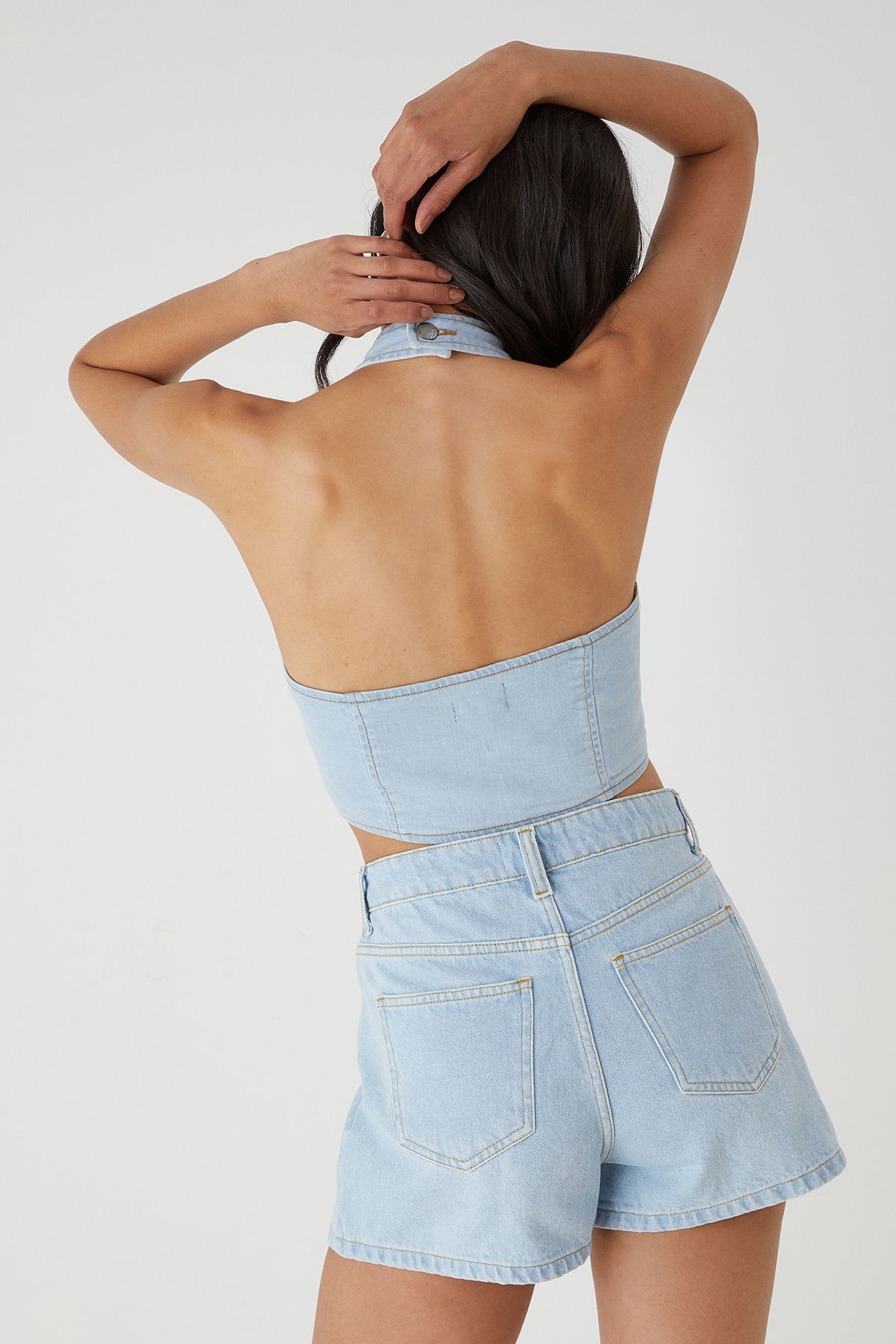 MissPap High Waist Denim Short Light Wash image 3