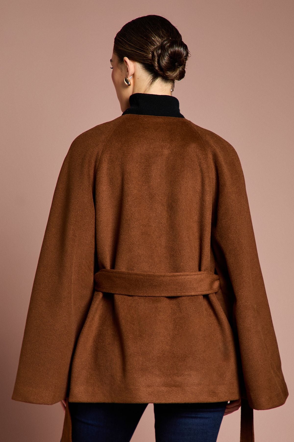 Coast Lisa Tan Belted Short Occasion Cape Coat Tobacco image 3