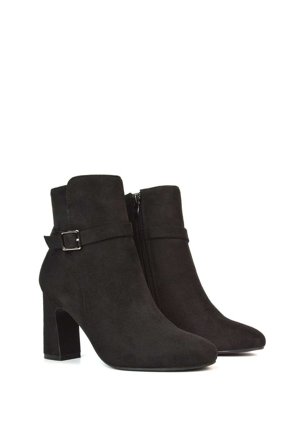 XY London 'Mary' Block Mid High Heel Shoe Booties With Buckle Strap image 4