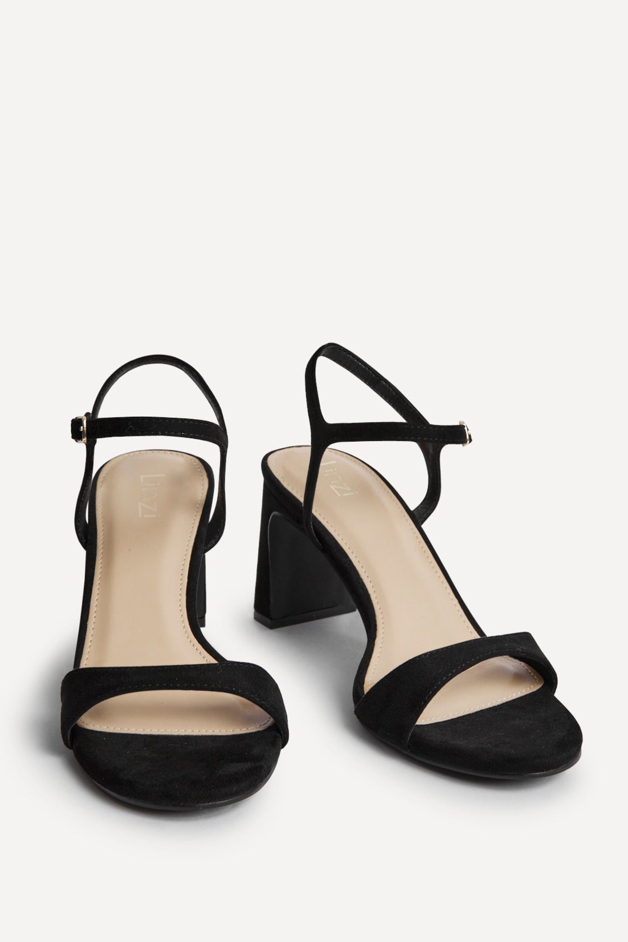 Linzi Charisma Black Faux Suede Heeled Sandals image 3