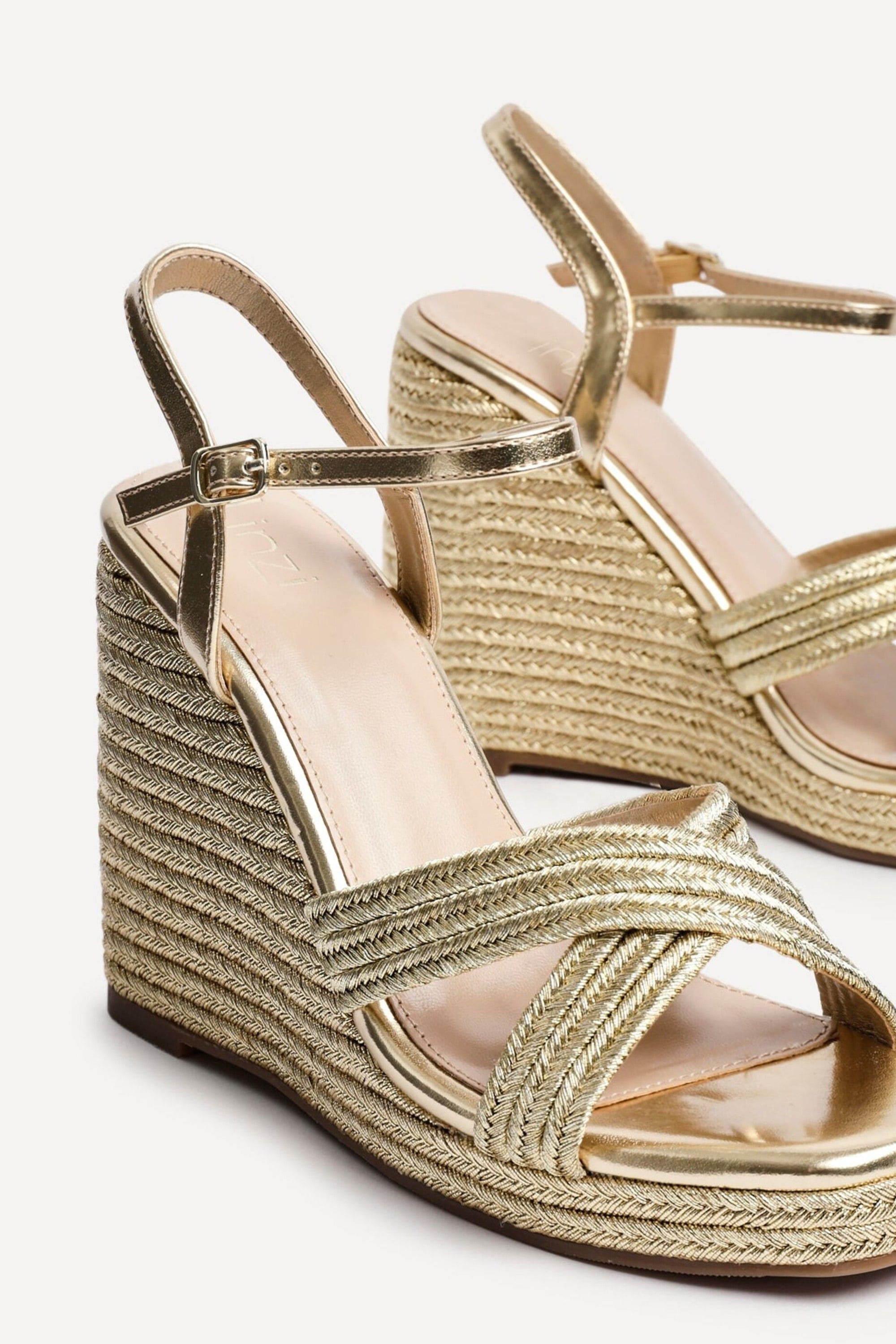 Linzi Nikki Gold Rope Crossover Platform Wedge image 5