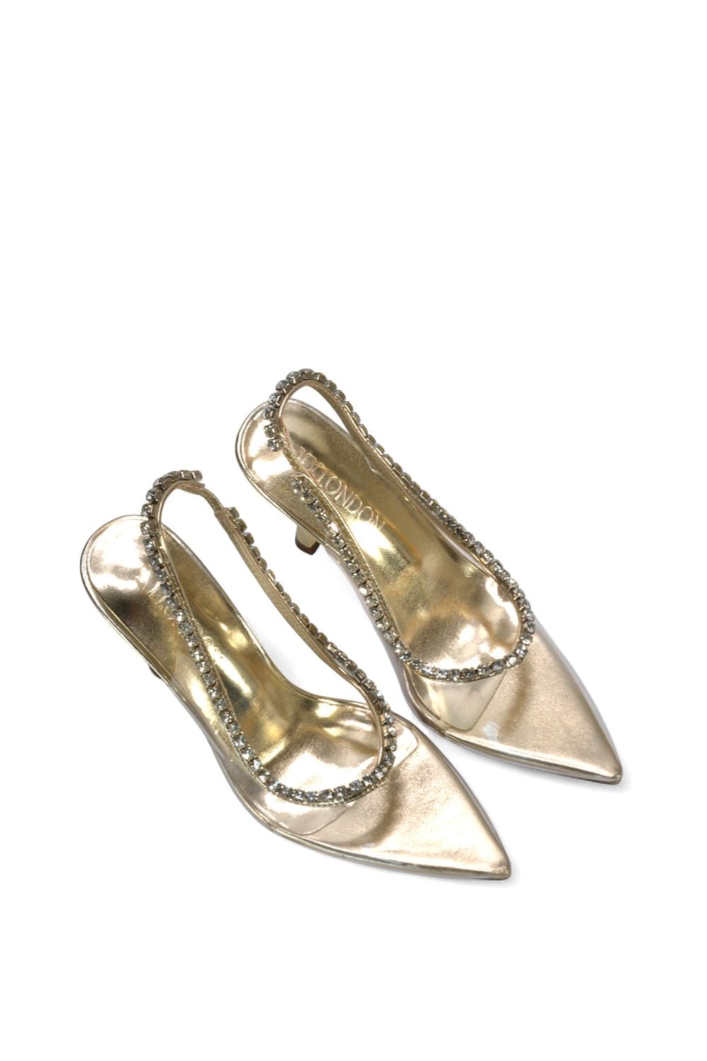 XY London 'Beryl' High Heel Clear Pointed Toe Court Shoes with Jewels image 6