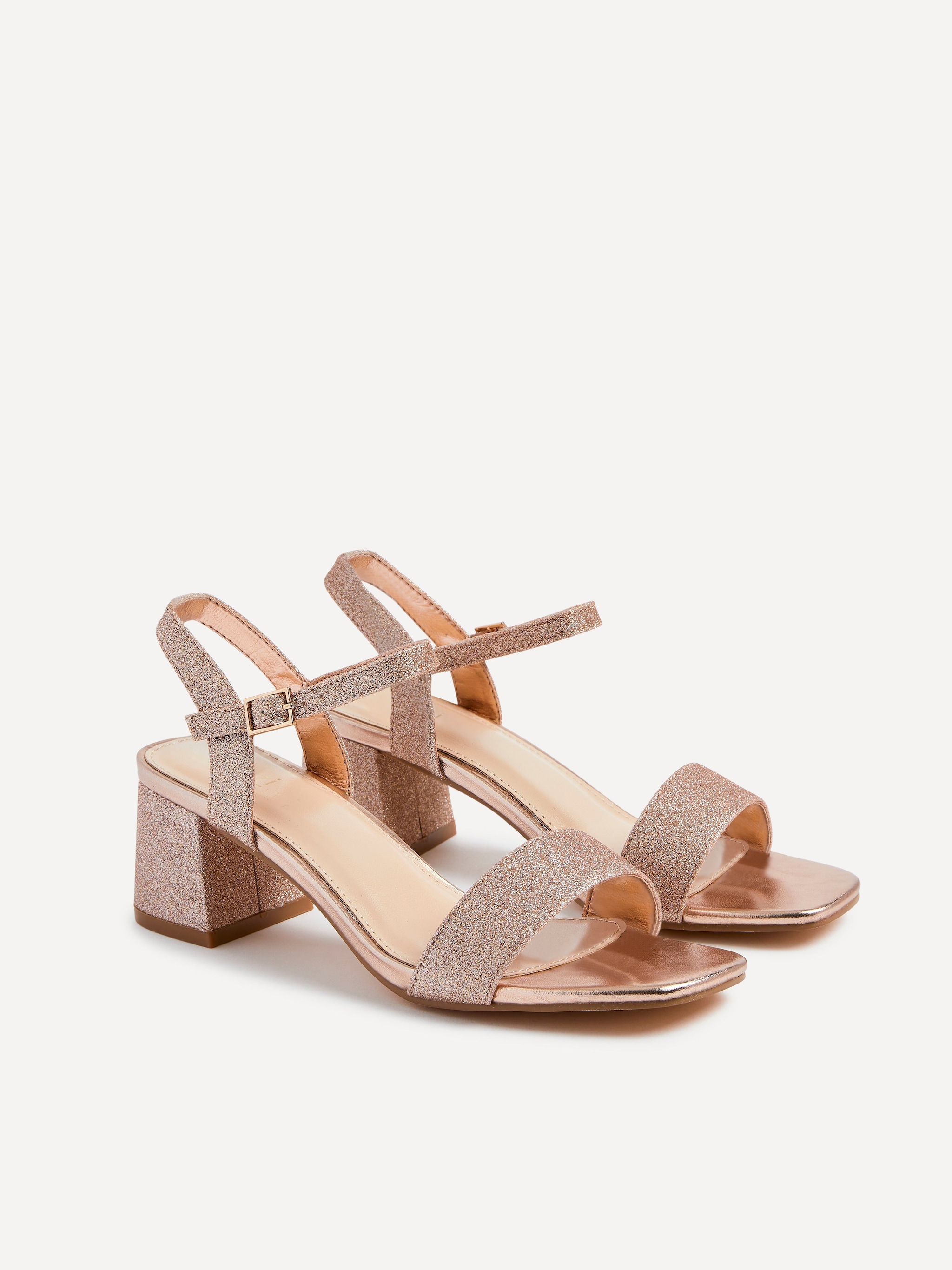 Linzi Darcie Rose Gold Glitter Low Chunky Block Heeled Sandal image 5