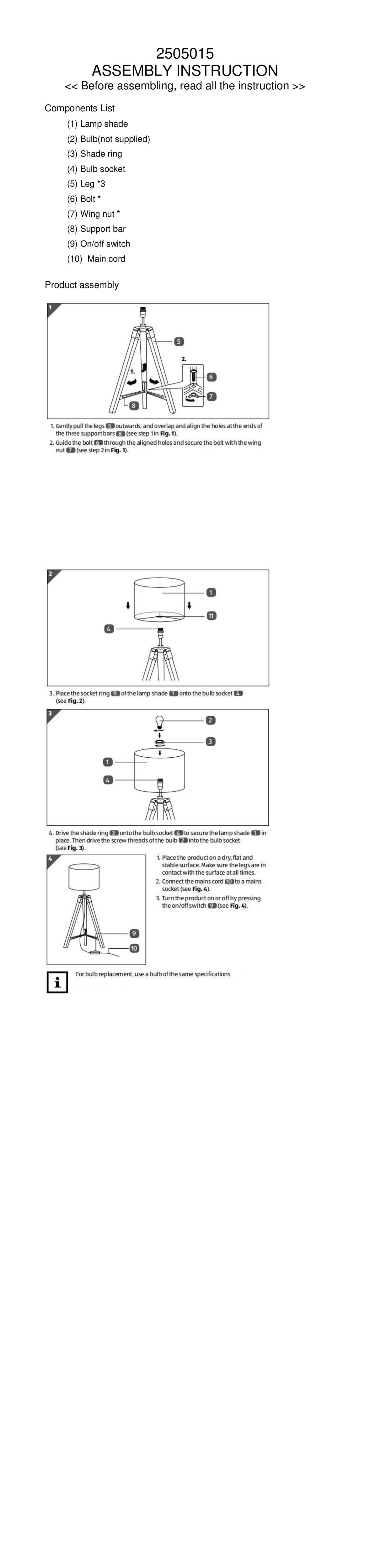 Orsina Tripod Table Lamp With Black Base, Modern White Linen Shade Table Lamp, Adjustable Height Contemporary Lamp image 3