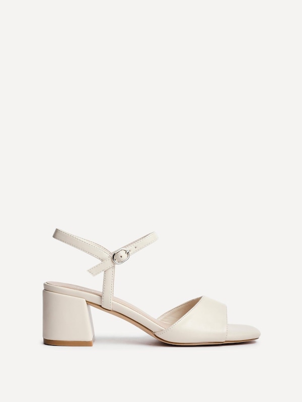 Linzi Darlene Nude Faux Leather Low Block Heeled Sandals