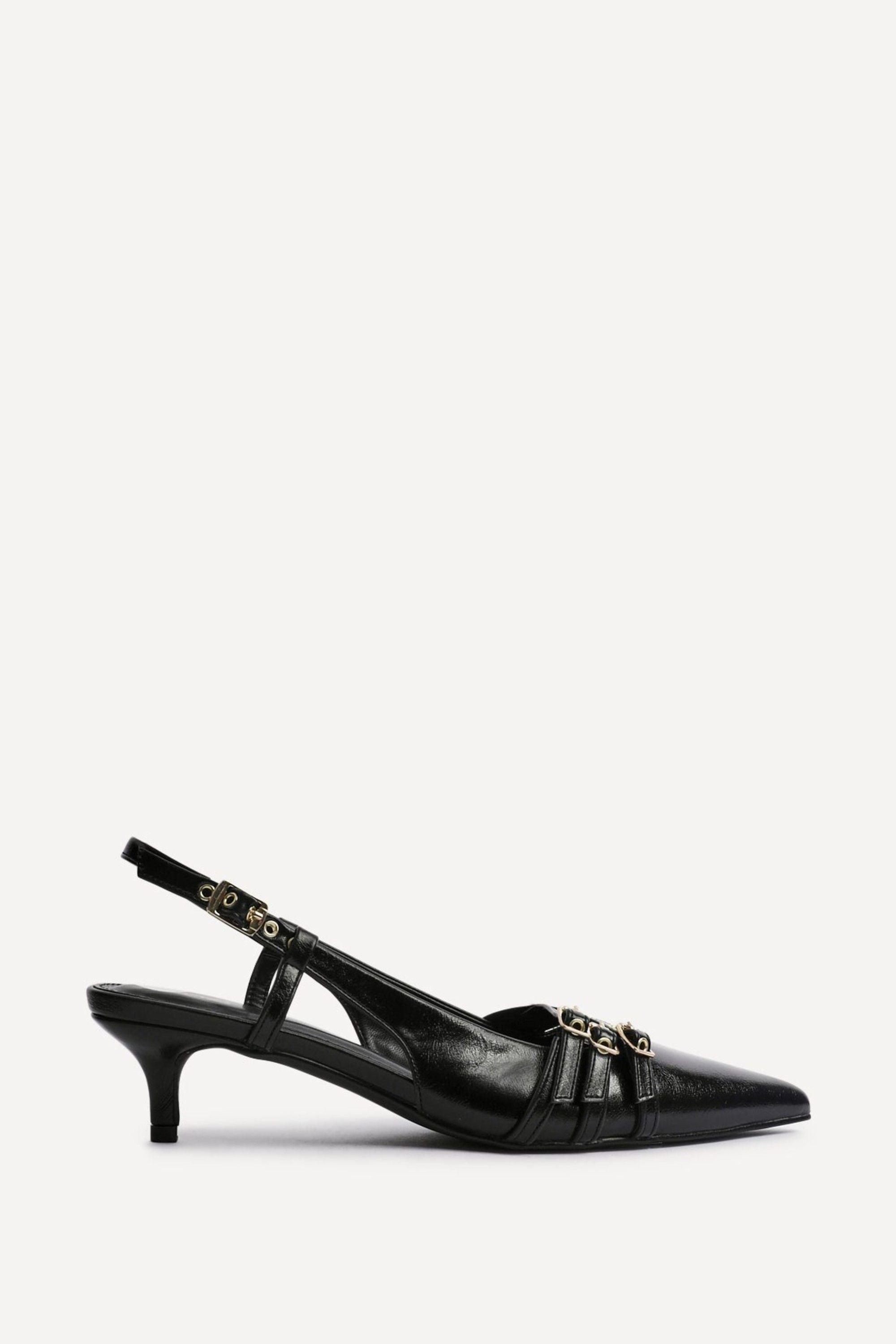 Linzi Retro Black Patent Kitten Court Heels