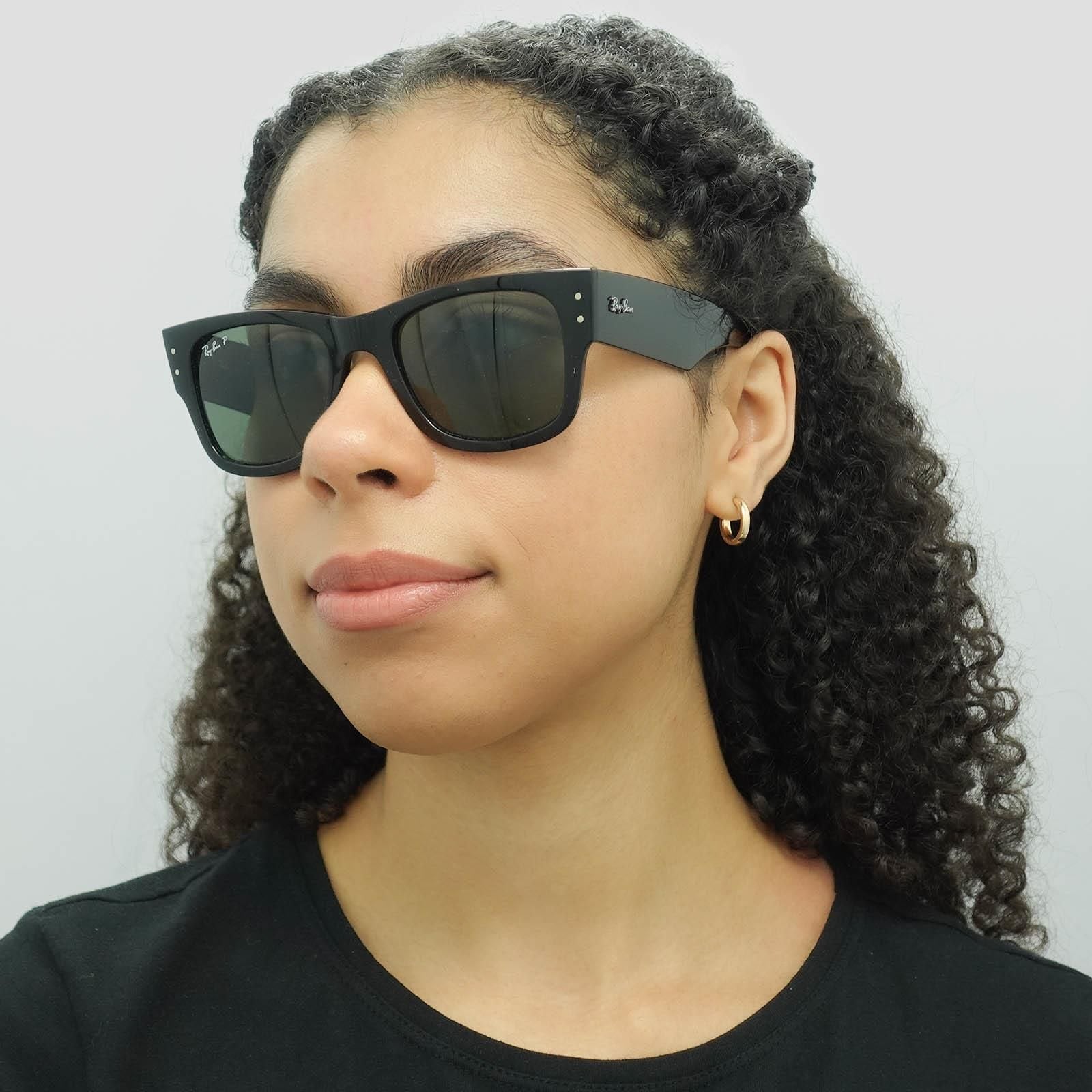 Ray-Ban Square Polished Black Green Polarized RB0840S Mega Wayfarer image 6