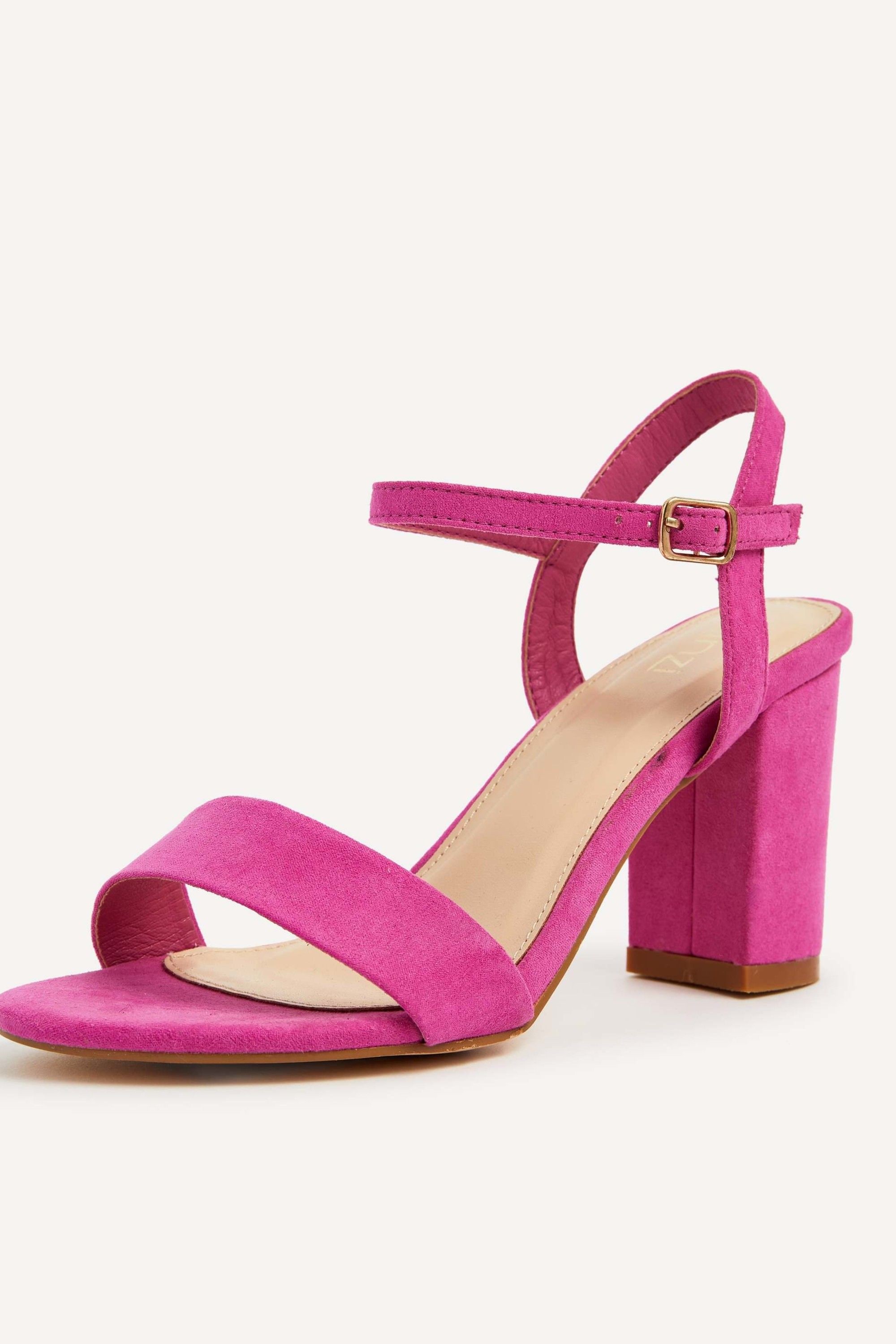 Linzi Skyline Pink Faux Suede Open Back Barely There Block Heeled Sandal image 5