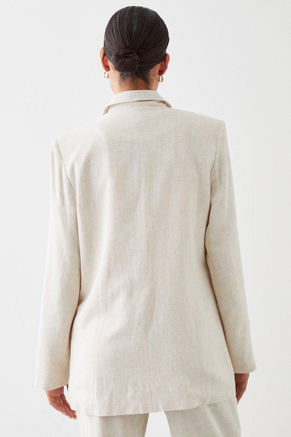 Dorothy Perkins Linen Blend Single Breasted Blazer Stone image 3
