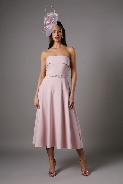 Coast Bandeau bow Waist Midi Dress Light Pink