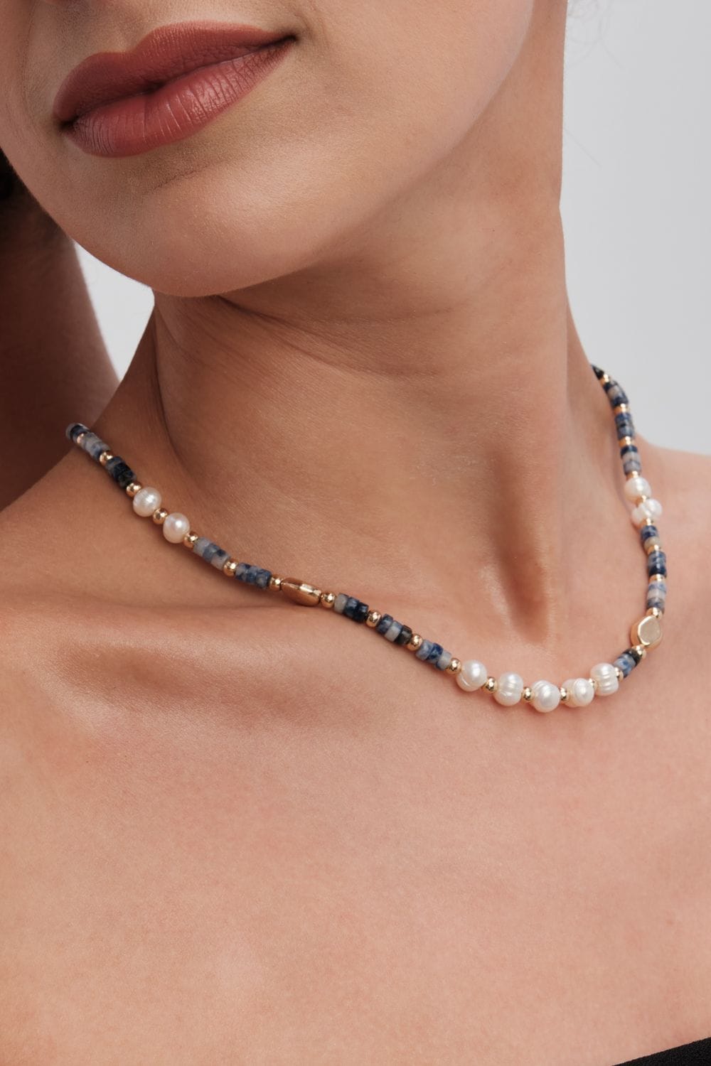 Jon Richard Jon Richard Gold Plated Pearl And Blue Bead Necklace image 2