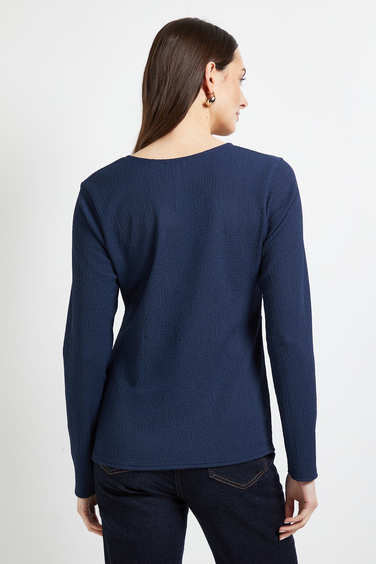 Principles Crinkle Jersey Twist Front Top Navy image 3