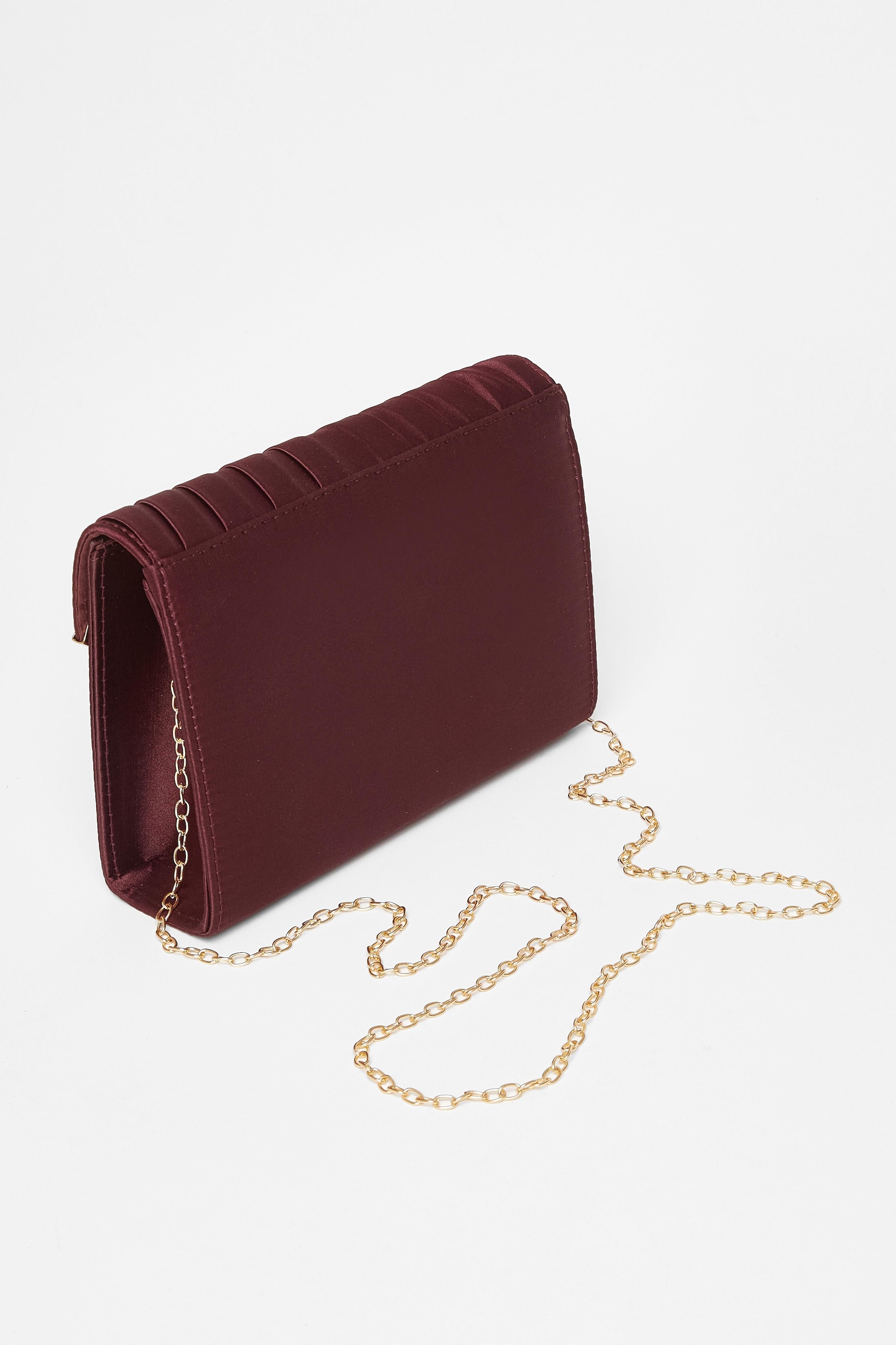 Quiz Burgundy Pleated Clutch Bag image 4